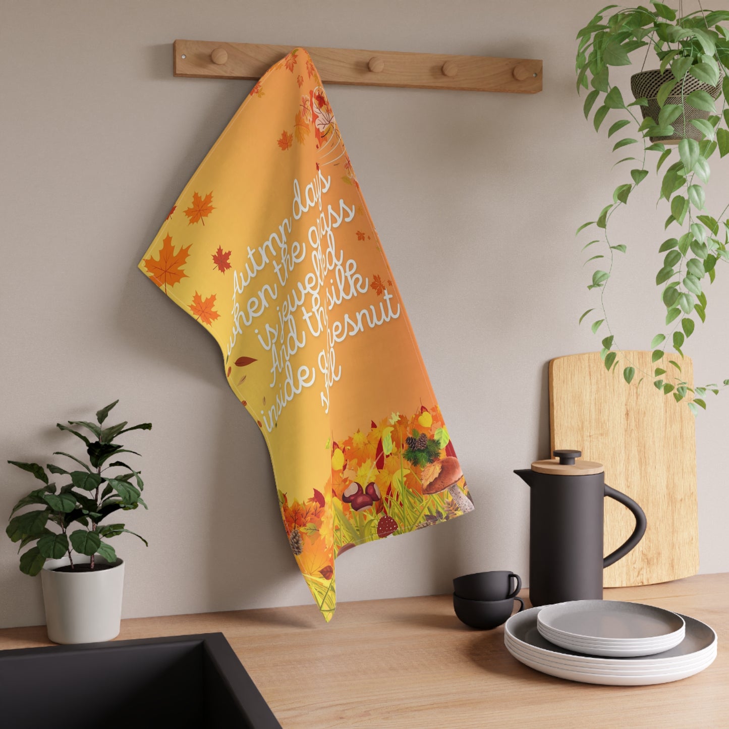 Autumn-Themed Cotton Tea Towels – Cozy Fall Home Decor