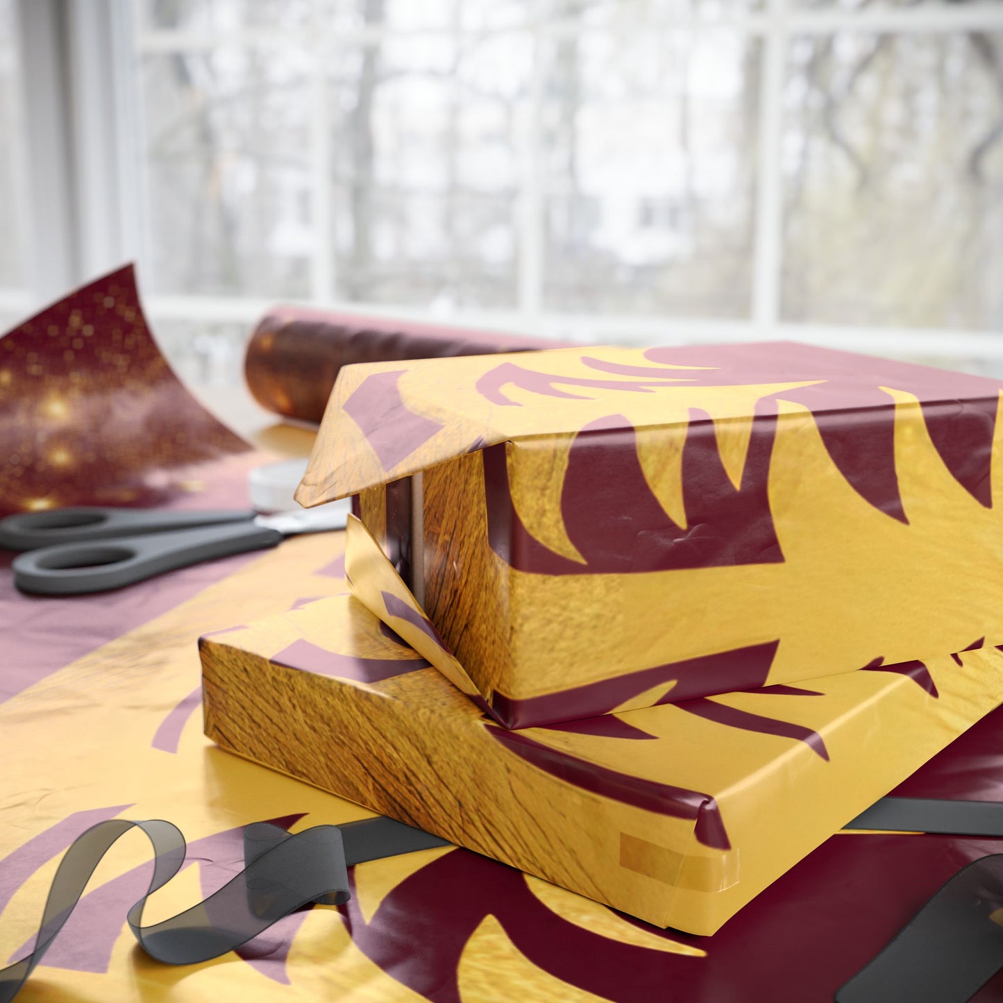 Golden Sparkle Christmas Wrapping Paper | Holiday Gift Wrap, Festive Wrap for Gifts, Seasonal Decoration, Birthday, New Year