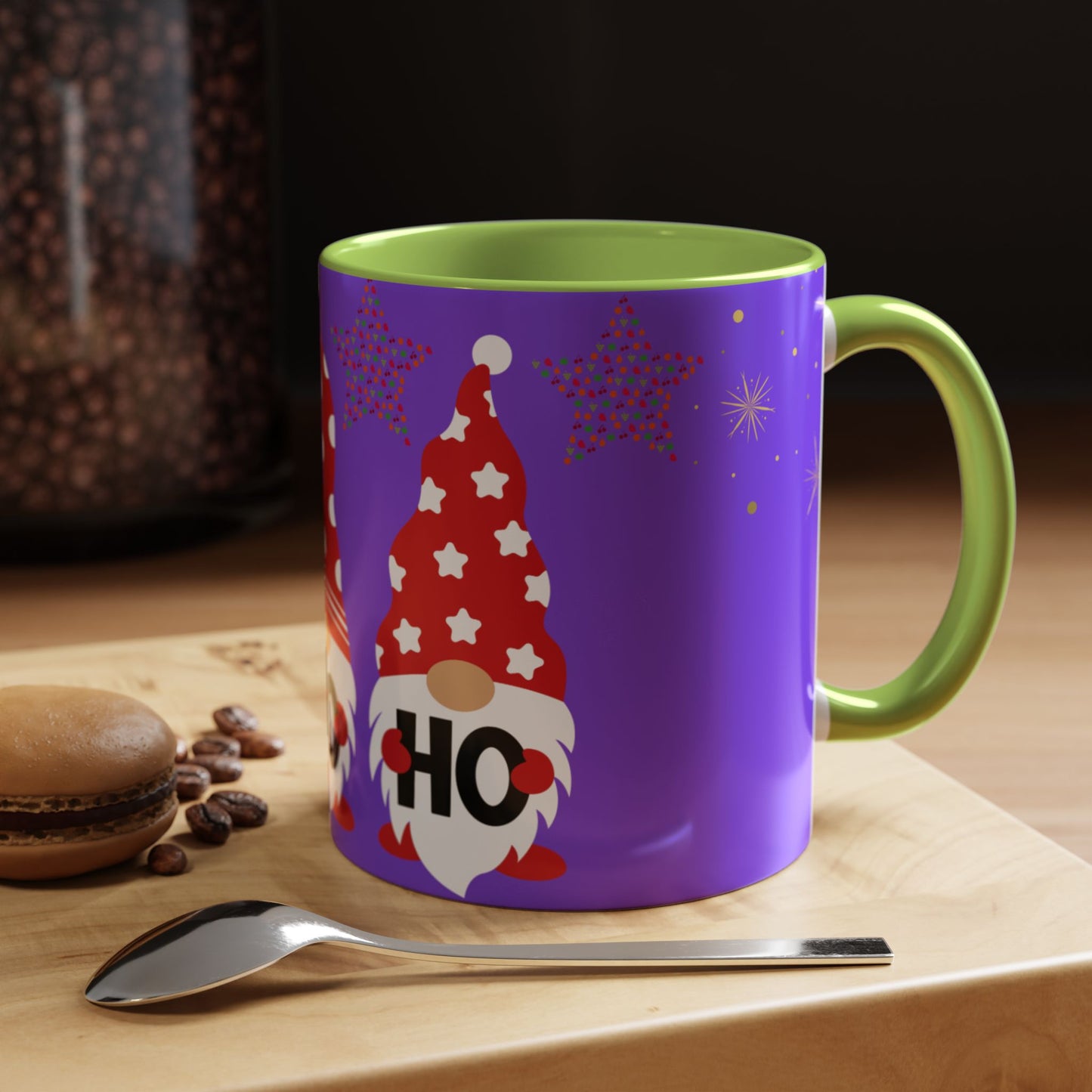 Gnome Holiday Coffee Mug, Festive Mug, Christmas Gift Mug, Cute Gnome Cup, Ho Ho Ho Coffee Mug