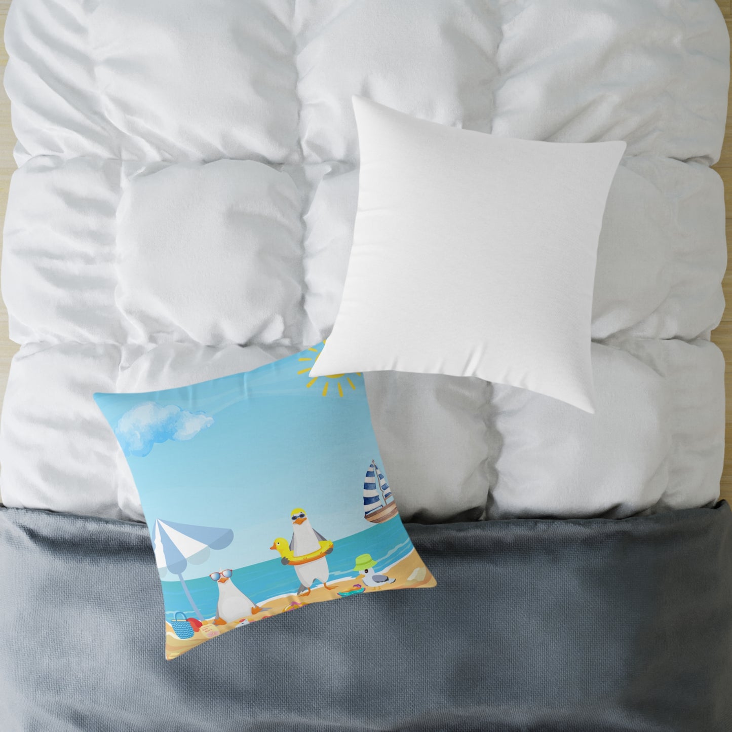 Beach Vibes Square Poly Canvas Pillow | Coastal Decor, Summer Home Accents, Nautical Gift, Fun Throw Pillow, Indoor/Outdoor Cushion