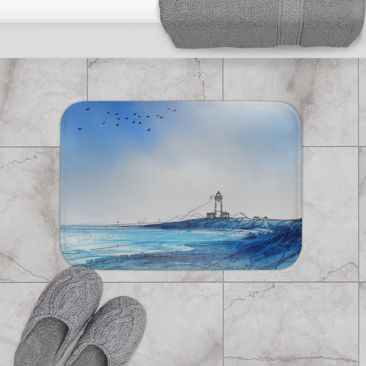 Ocean Breeze Bath Mat, Nautical Home Decor, Beach House Accessory, Coastal Vibes, Gift for Beach Lovers