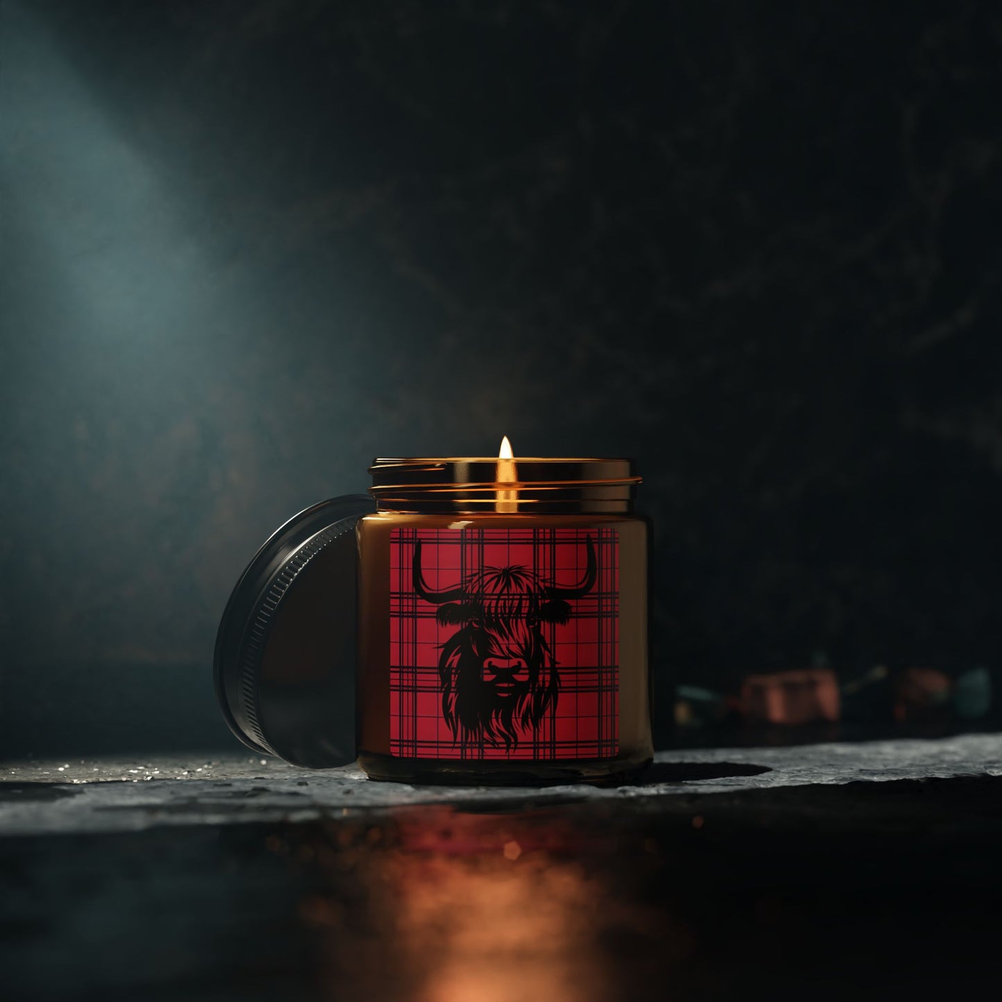 Rustic Highland Cow Candle - Cozy Amber Jar, Scented Soy Candle, Farmhouse Decor, Gift for Her, Home Fragrance