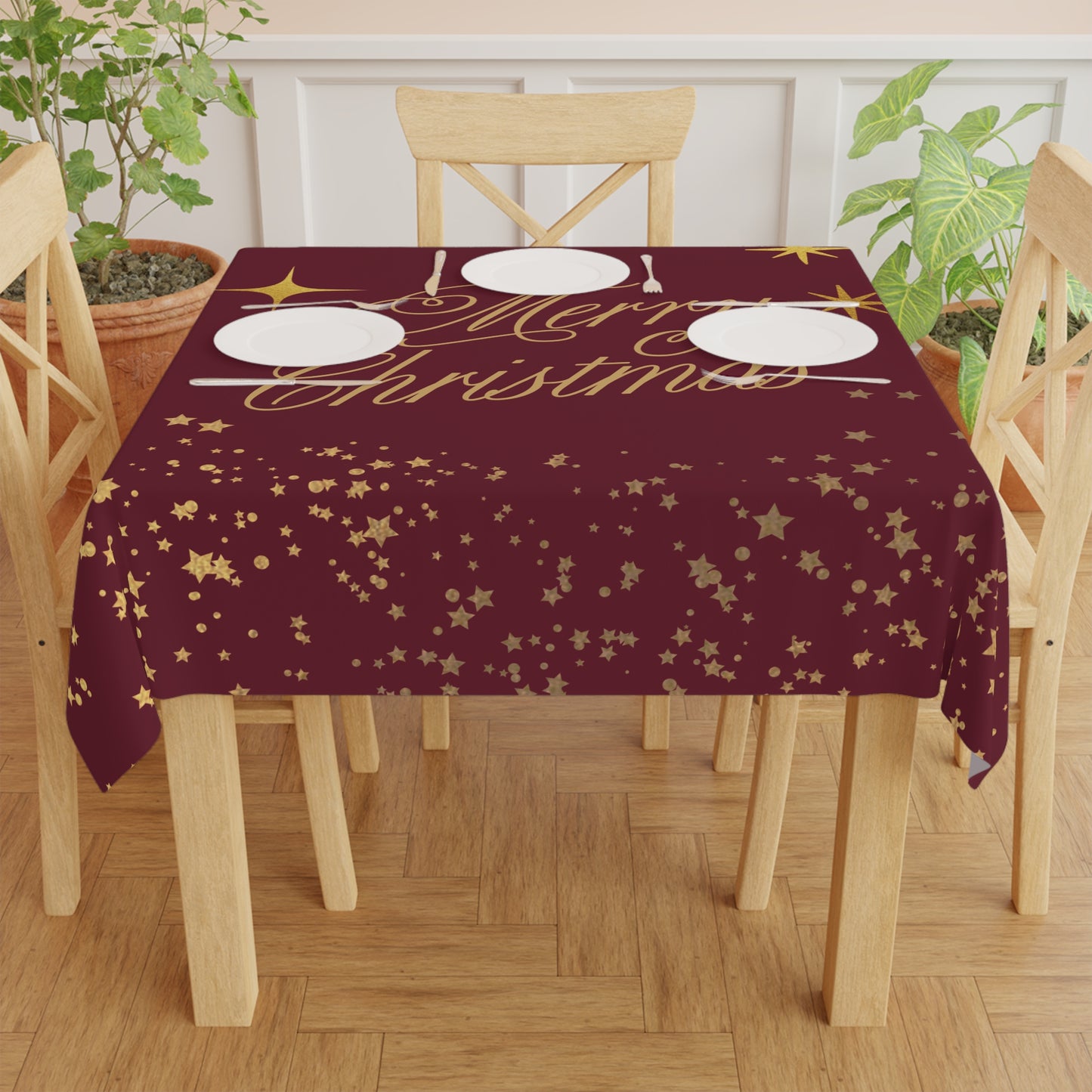 Christmas Tablecloth with Festive Star Design, Holiday Decor, Merry Christmas, Seasonal Table Setting, Family Gatherings