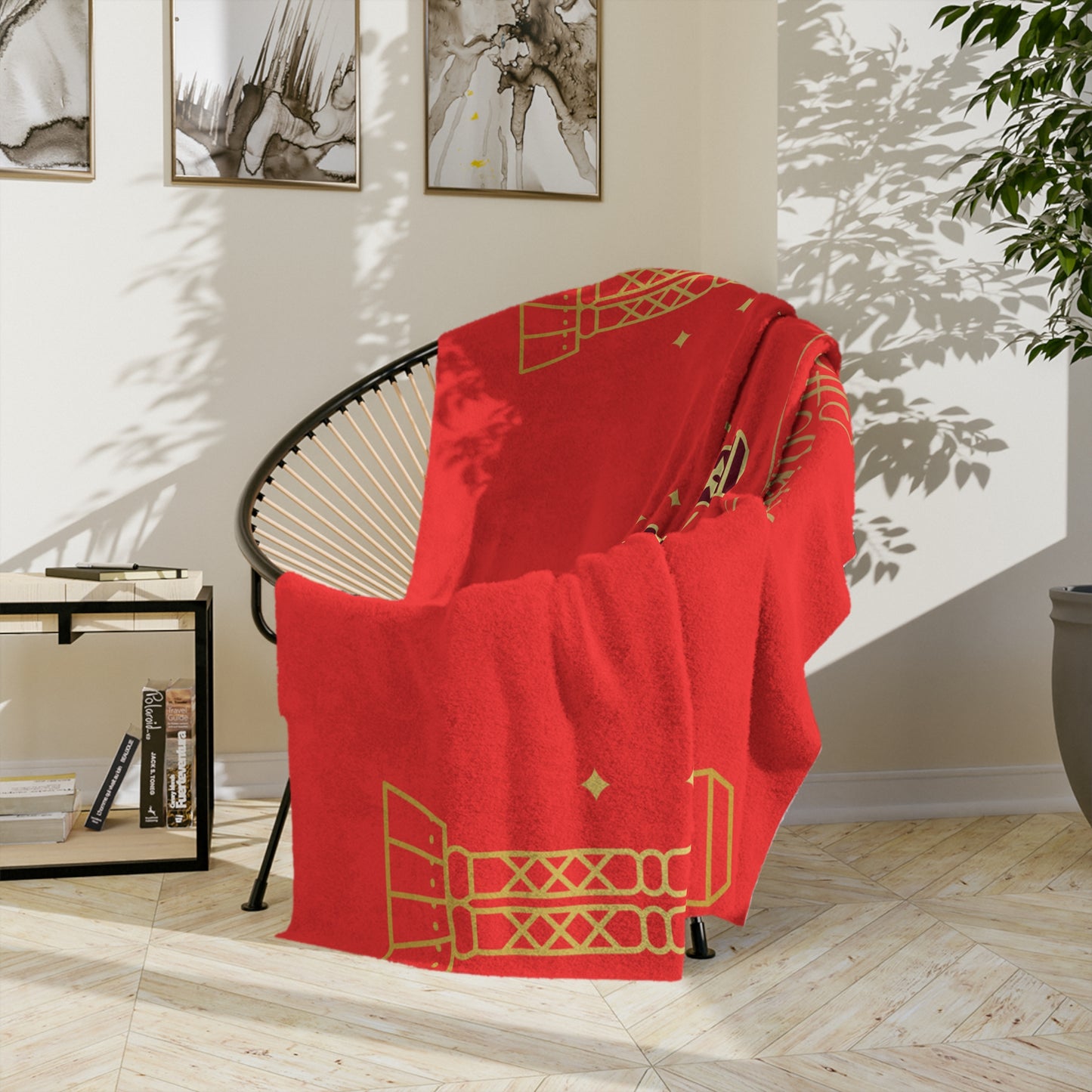 Holiday Nutcracker Velveteen Throw Blanket — "Happy Holidays" Red Microfiber Blanket