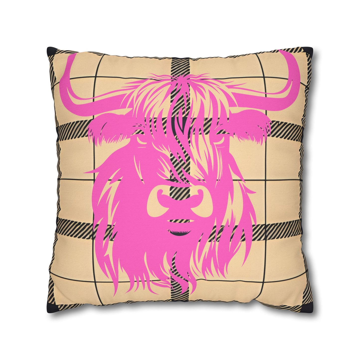 Chic Highland Cow Pillowcase - Decorative Throw Pillow, Couch Accent, Farmhouse Decor, Gift Idea for Animal Lovers, Boho Style