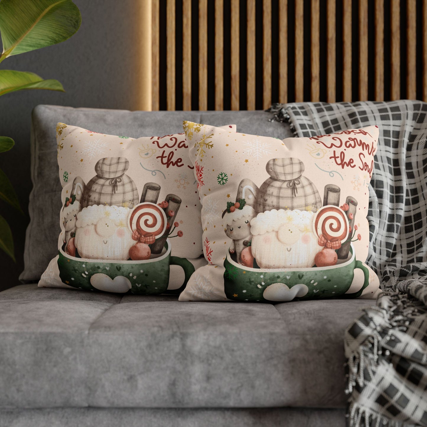 Cozy Hot Cocoa Pillow - Winter Decor, Holiday Gift, Home Accent, Couch Cushion, Christmas Decoration
