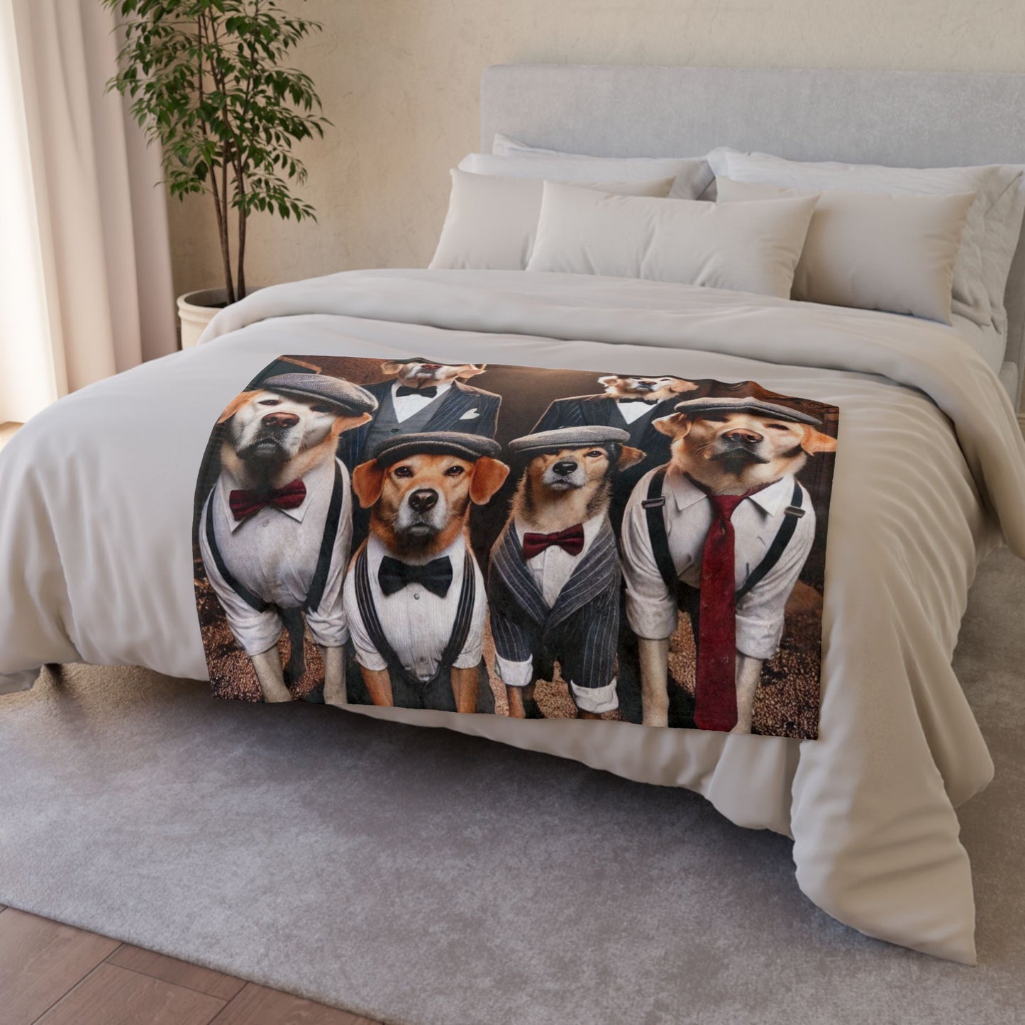 Stylish Dog-Themed Blanket, Fun Pet Gift, Cozy Home Decor, Dog Lover's Celebration Blanket, Unique Pet Lover Gift, Cute Puppy Blanket