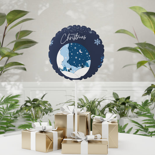 Christmas Balloon Decoration, 11" Round Heart-Shaped, Festive Holiday Party Decor, Winter Wonderland Theme, Merry Christmas