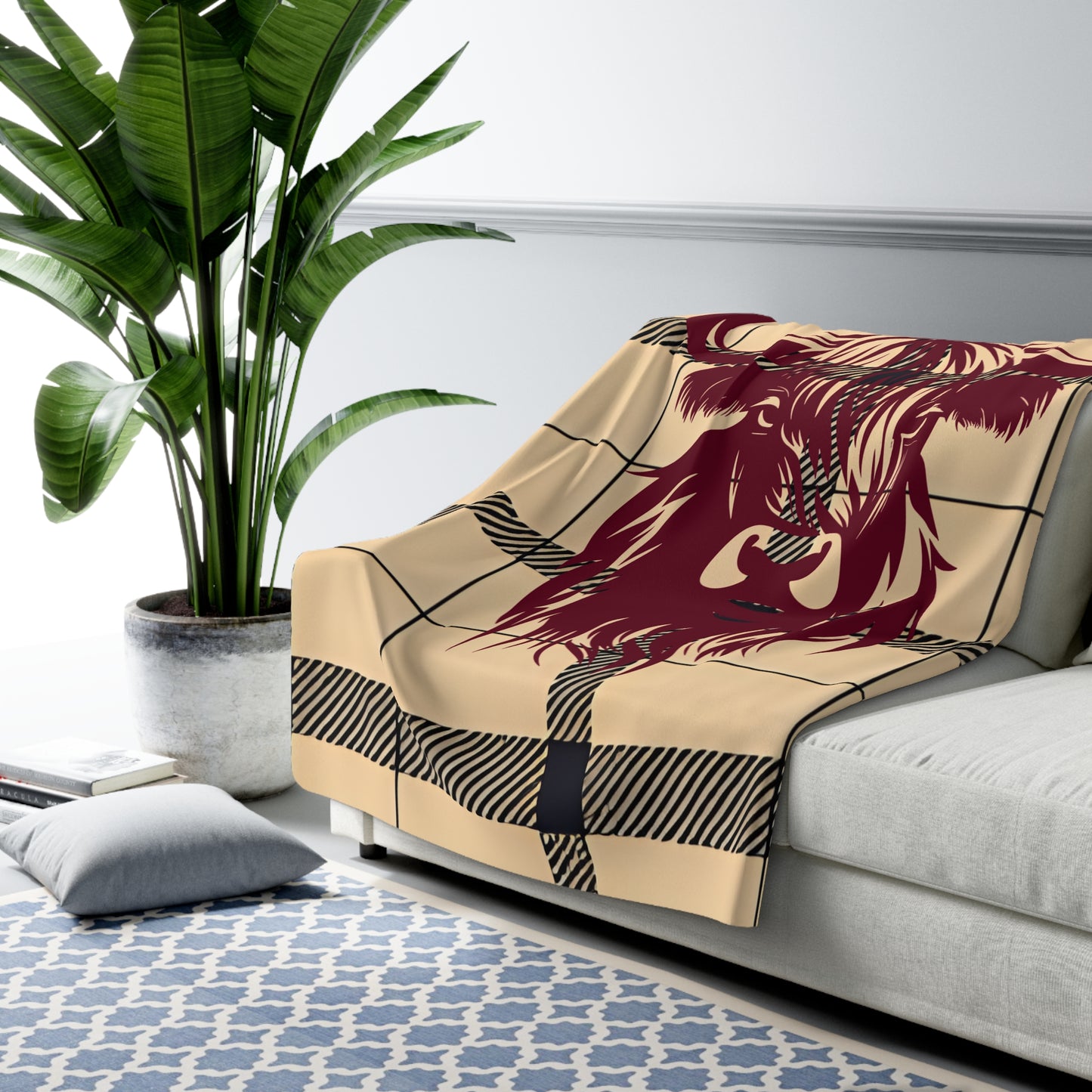 Cozy Highland Cow Sherpa Fleece Blanket | Warm Home Decor, Gift for Animal Lovers, Unique Throw Blanket, Soft Plaid Blanket