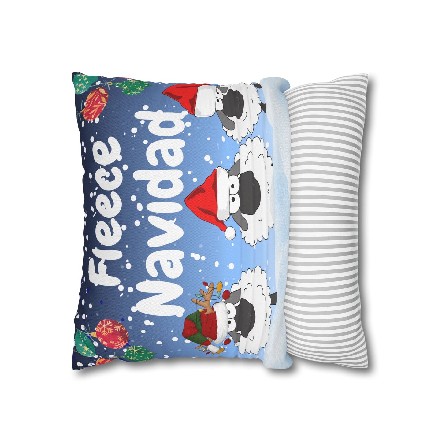 Christmas Sheep Pillowcase, Fleece Navidad Decor, Holiday Home Accents, Cozy Cotton Cushion Cover, Winter Gift Idea, Seasonal Home Decor