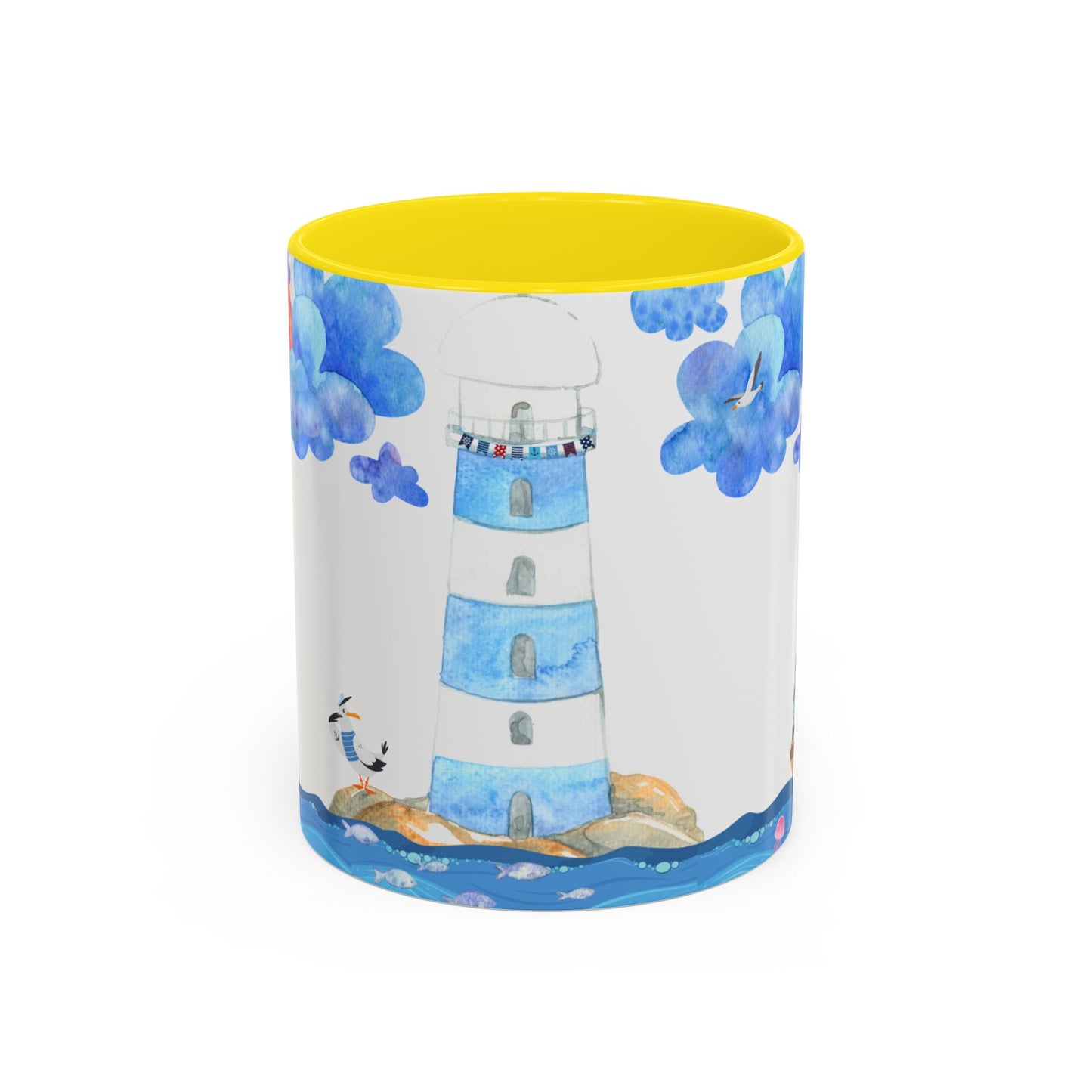 Coastal Lighthouse Coffee Mug, Nautical Drinkware, Beach Themed, Ocean Lover Gift, Relaxing Home Decor