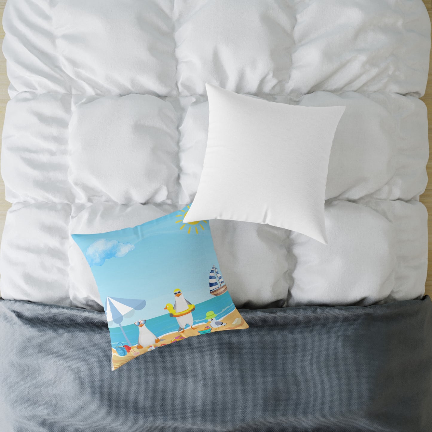 Beach Vibes Square Poly Canvas Pillow | Coastal Decor, Summer Home Accents, Nautical Gift, Fun Throw Pillow, Indoor/Outdoor Cushion