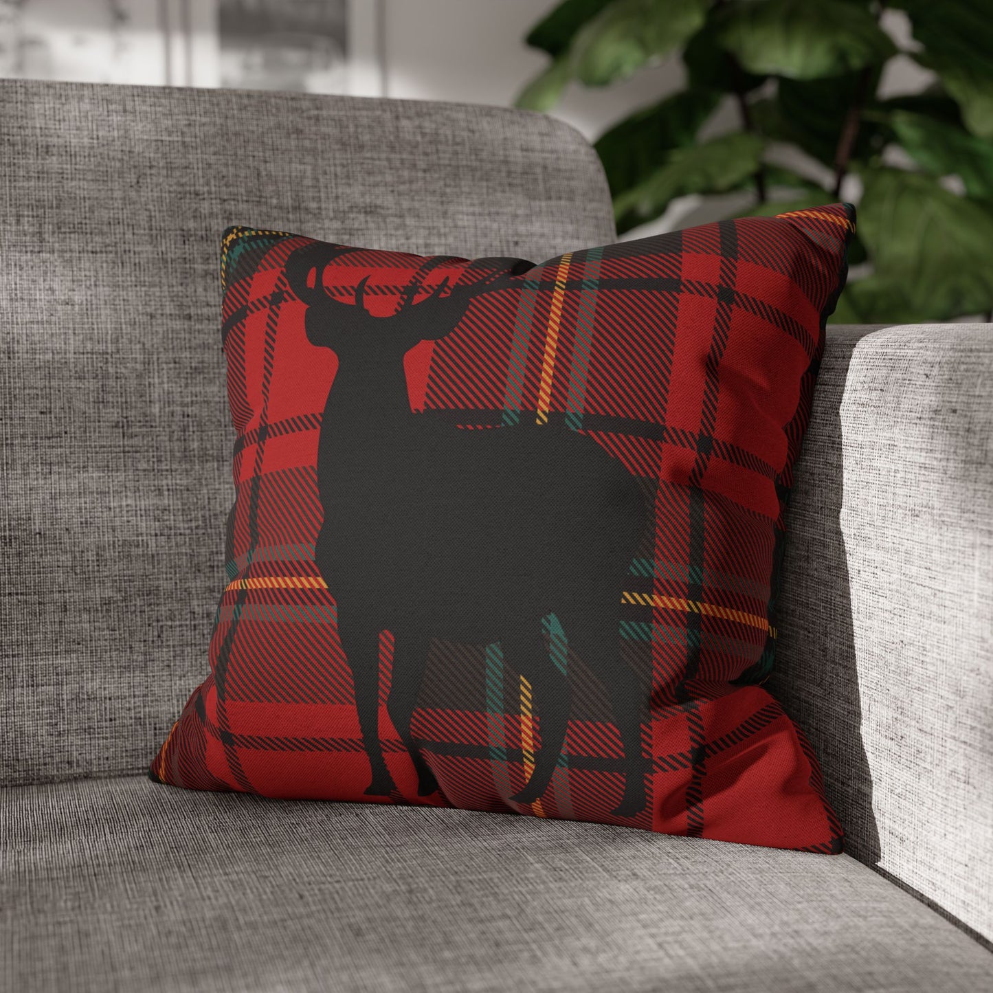 Rustic Deer Plaid Pillowcase