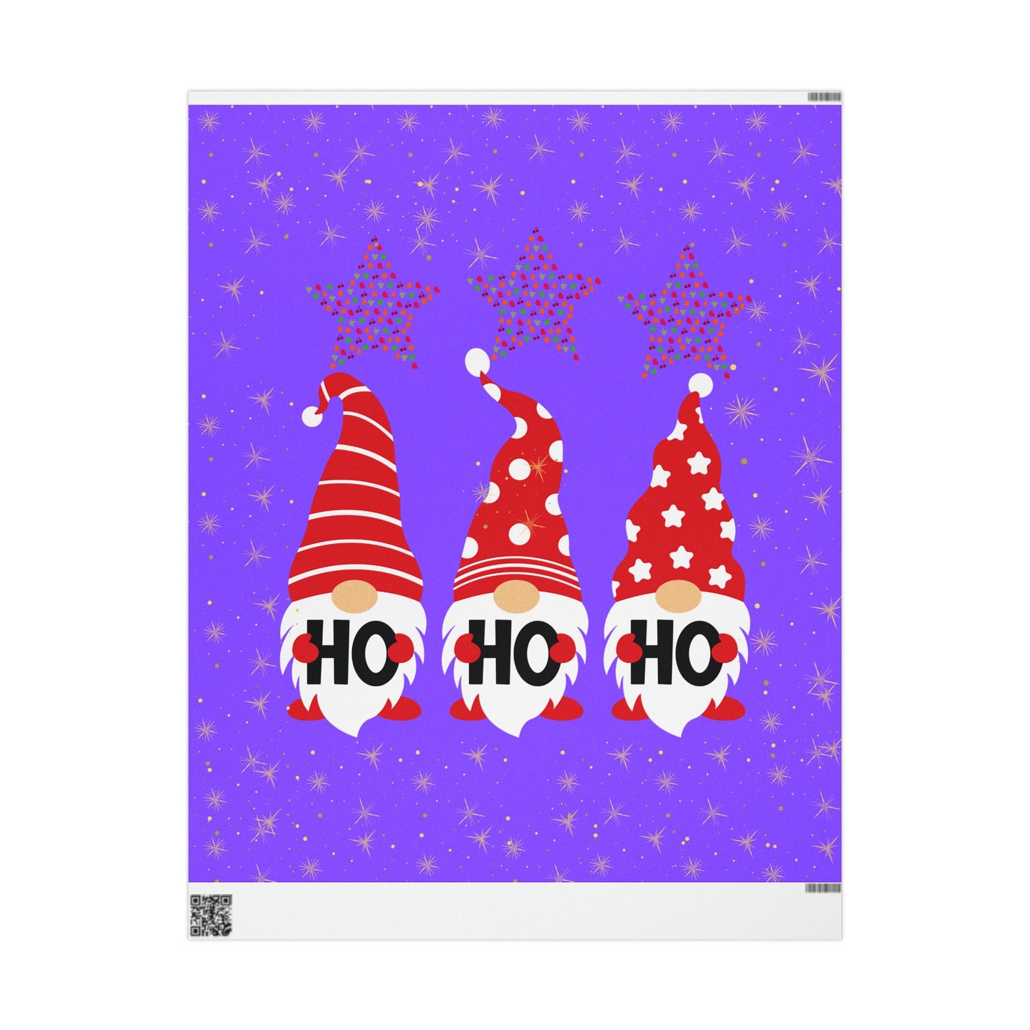 Festive Wrapping Paper with Gnomes & Stars, Holiday Gift Wrap, Christmas, Birthdays, DIY Crafts, Party Supplies, Ho Ho Ho Design