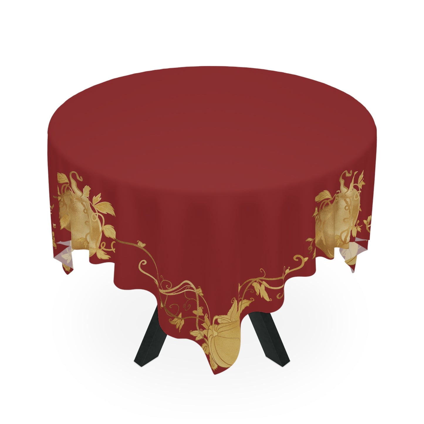Elegant Floral Gold Tablecloth for Dining | Seasonal Decor | Perfect for Celebrations