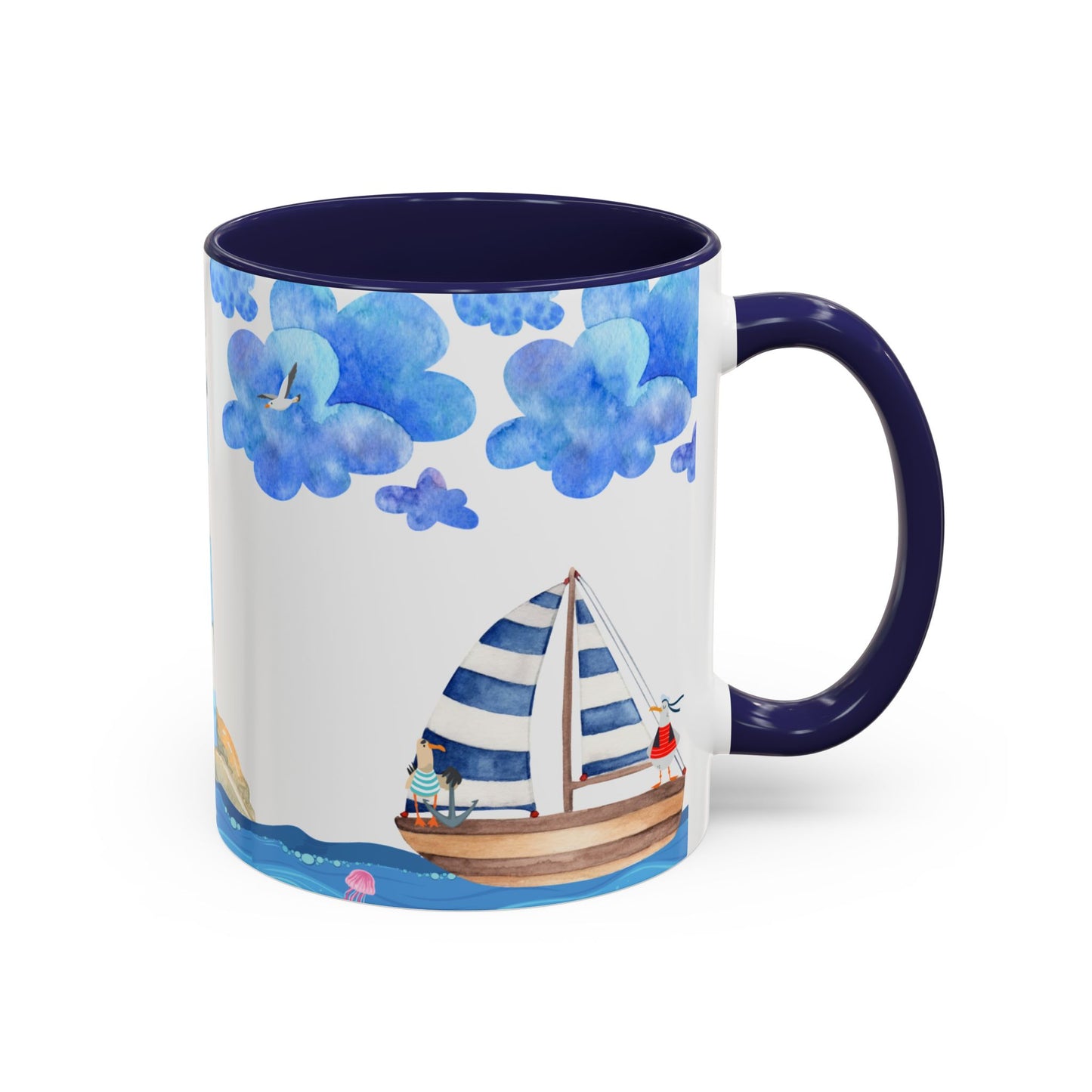 Coastal Lighthouse Coffee Mug, Nautical Drinkware, Beach Themed, Ocean Lover Gift, Relaxing Home Decor