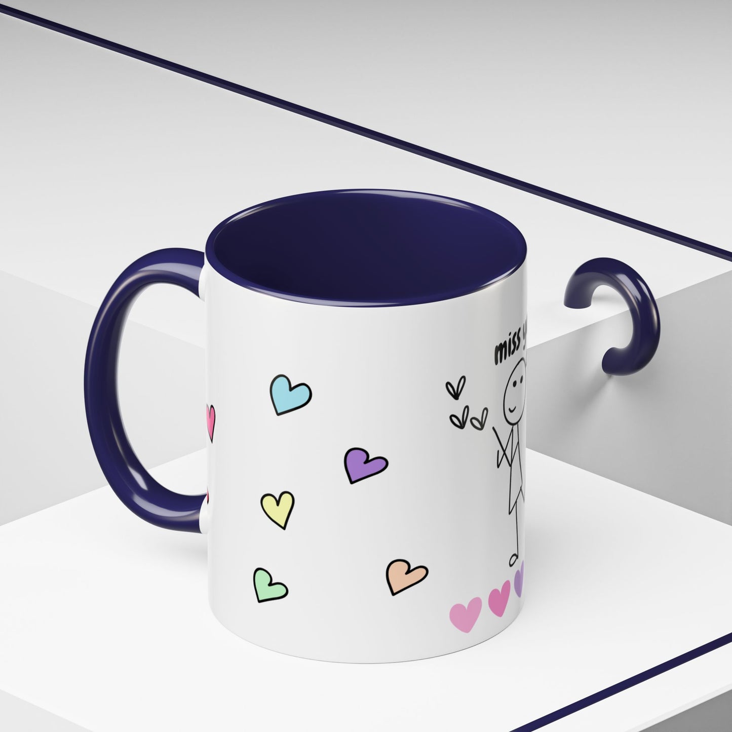 Miss You Accent Coffee Mug - Heartwarming Gift for Friends, Loved Ones, Birthdays, Valentine's Day, Coffee Lovers