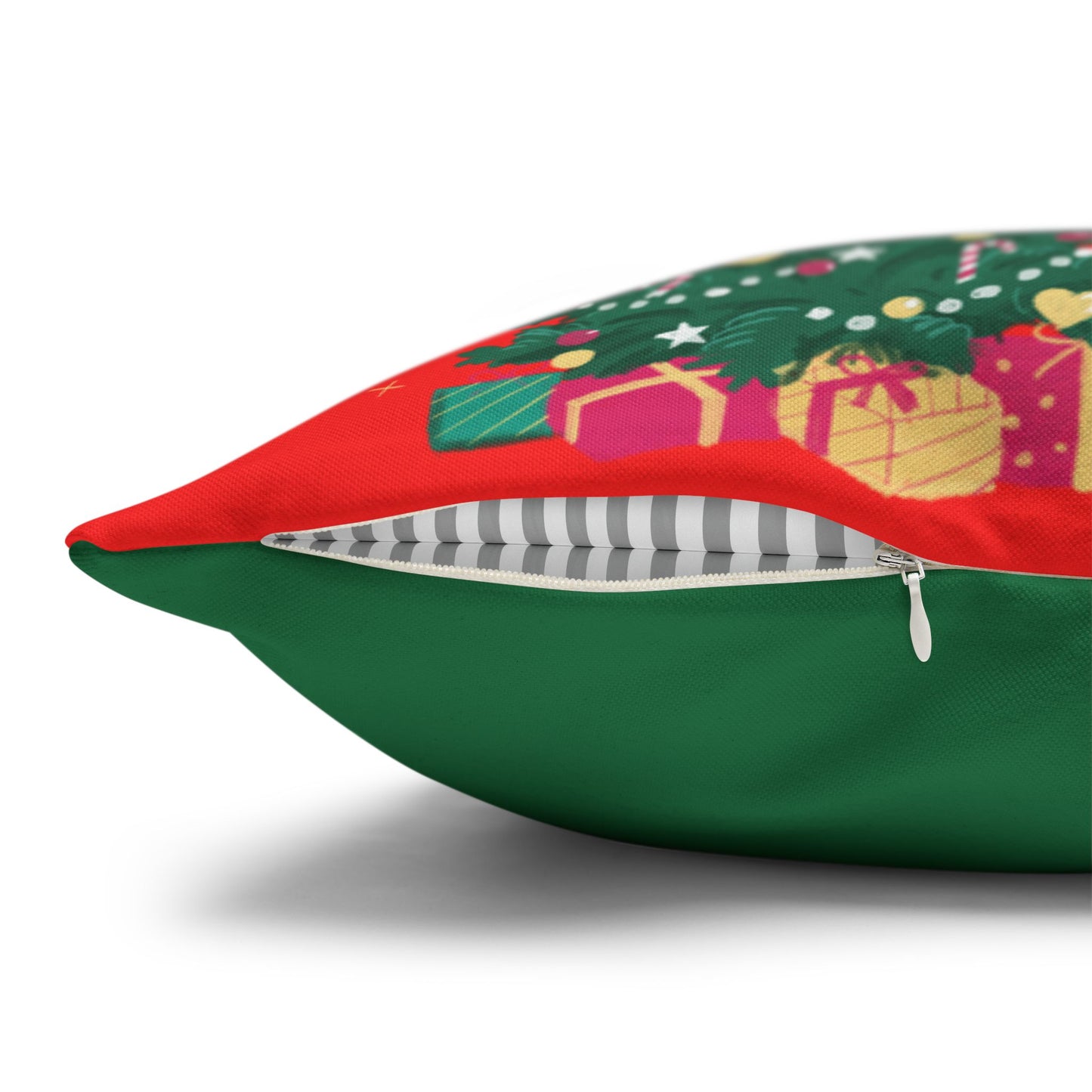 Nutcracker Christmas Pillowcase — Festive Red Holiday Throw Pillow Cover with Candy Canes & Trees