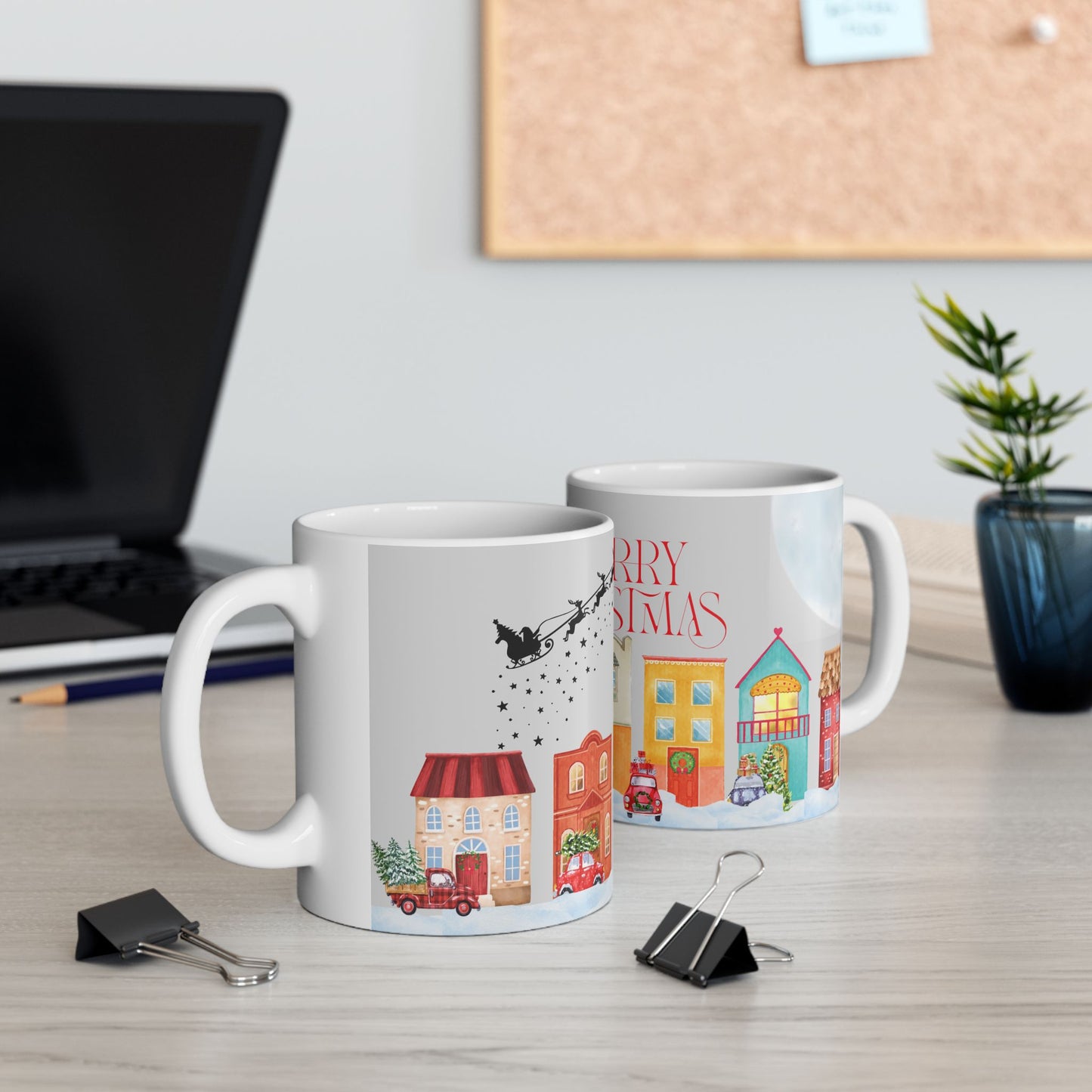 Christmas Ceramic Mug, Festive Holiday Drinkware, Merry Christmas Gift, Winter Décor, Cheerful Coffee Cup