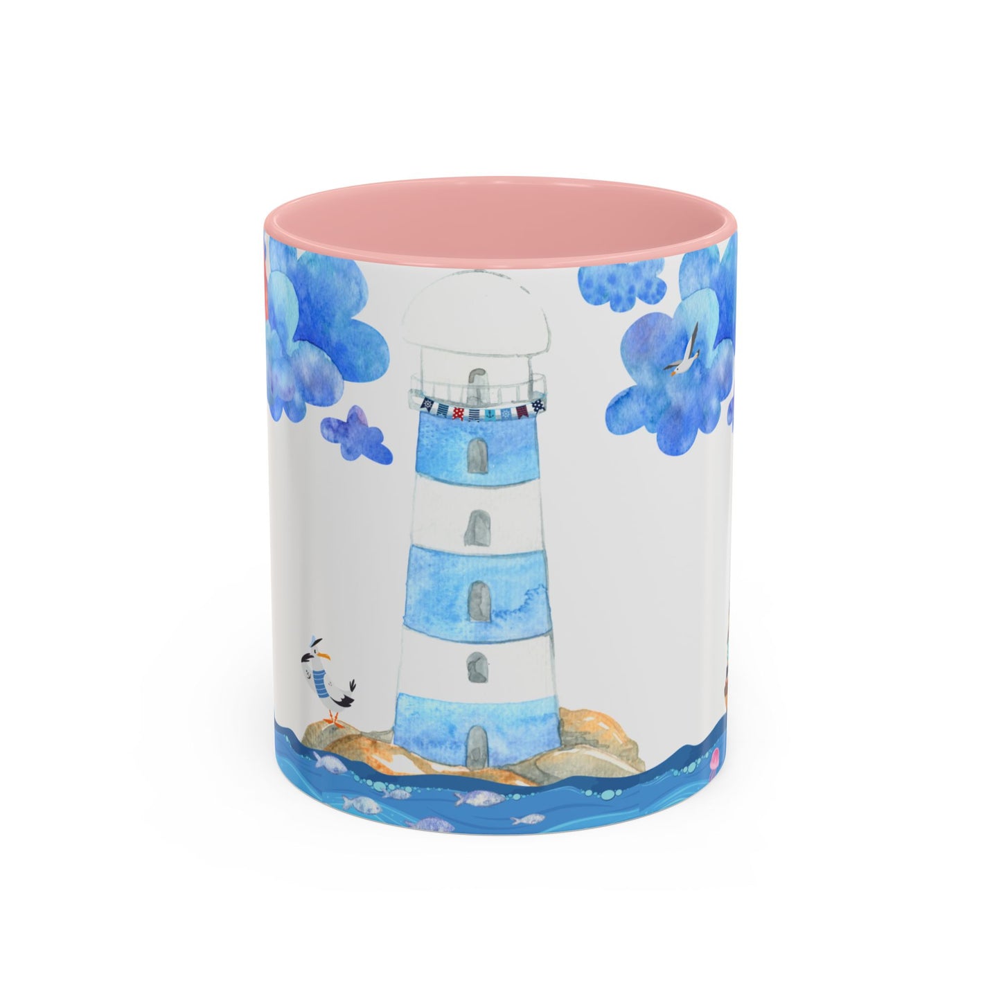 Coastal Lighthouse Coffee Mug, Nautical Drinkware, Beach Themed, Ocean Lover Gift, Relaxing Home Decor