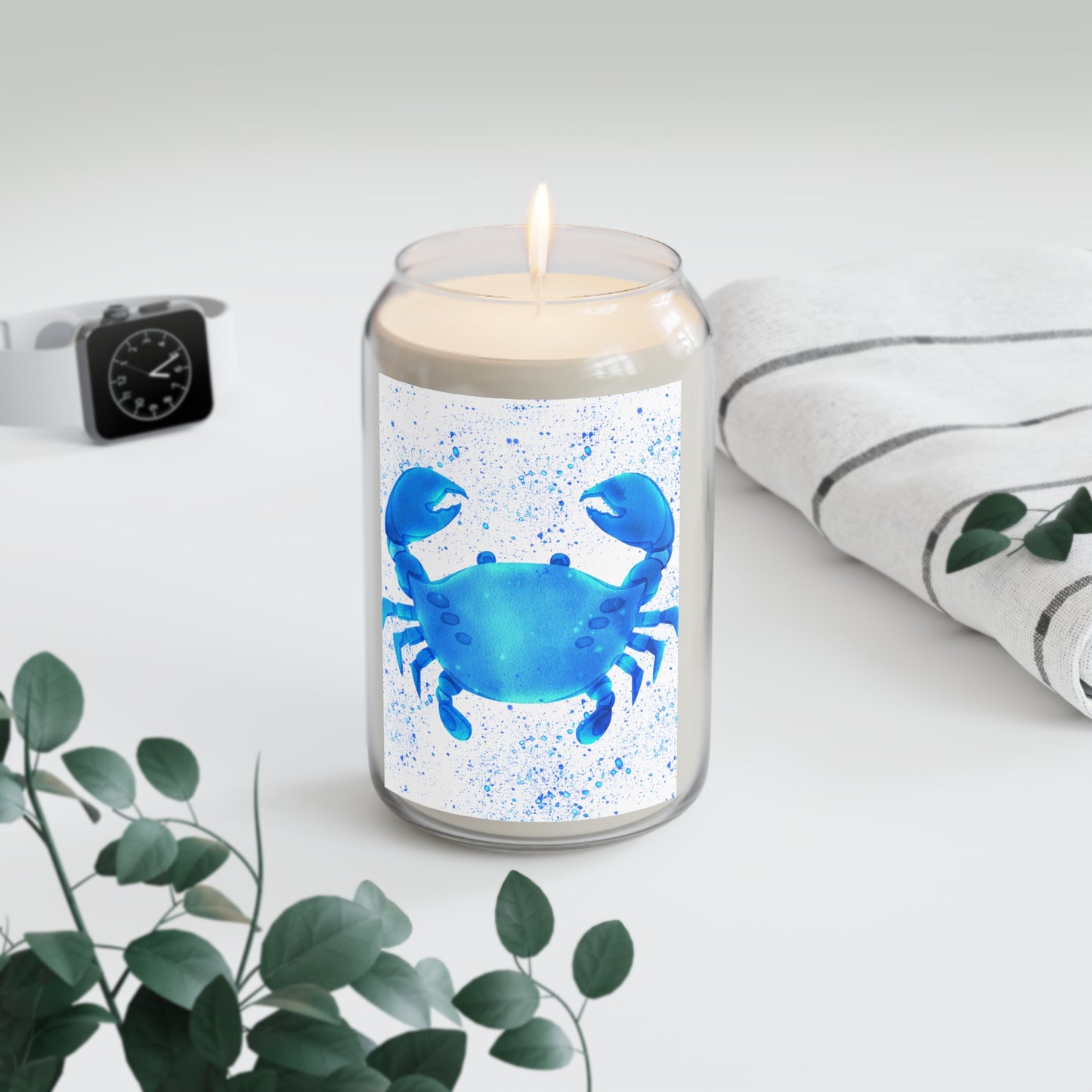 Scented Soy Candle - Ocean Blue Crab | Relaxing Home Decor, Gift for Ocean Lovers, Aromatherapy Candle, Unique Coastal Decor
