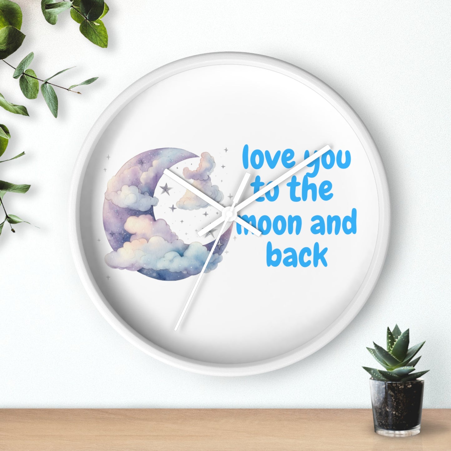 Moon and Back Wall Clock, Love You Wall Decor, Gift for Couples, Nursery Clock, Sweet Home Decor, Romantic Gift