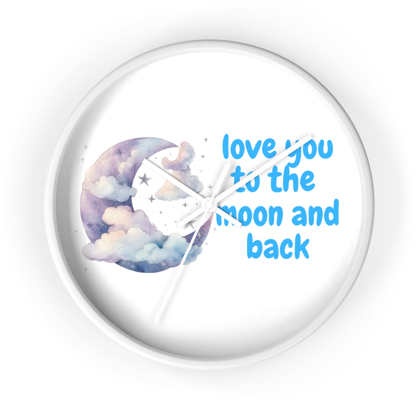 Moon and Back Wall Clock, Love You Wall Decor, Gift for Couples, Nursery Clock, Sweet Home Decor, Romantic Gift