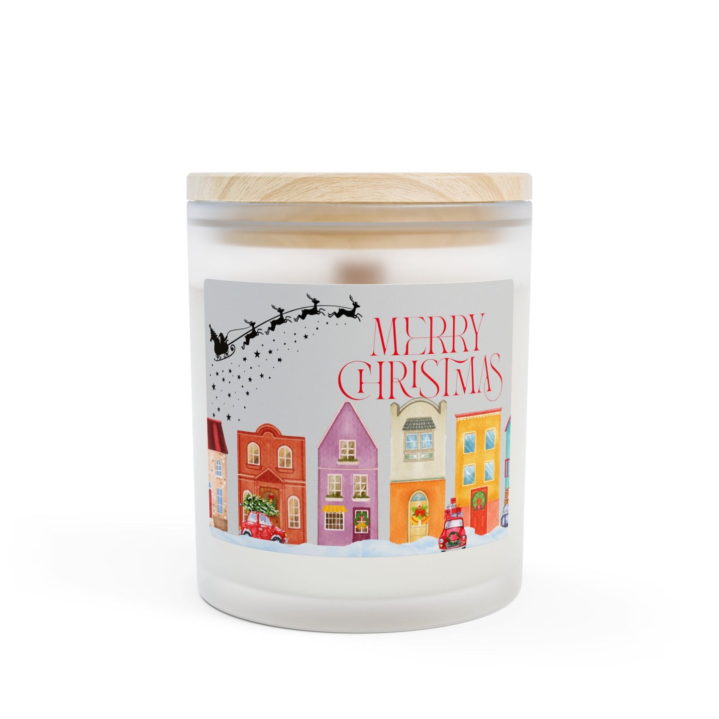 Merry Christmas Frosted Glass Candle | Holiday Home Decor, Festive Gift, Winter Scented Candle, Seasonal Decoration, Christmas Candle