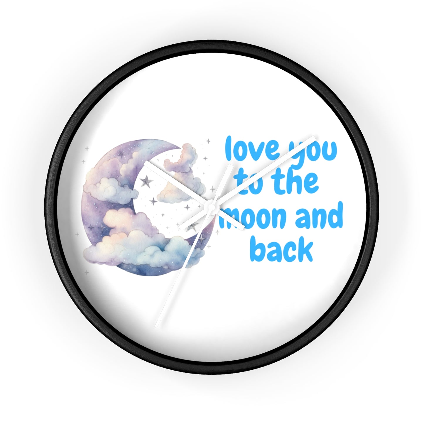 Moon and Back Wall Clock, Love You Wall Decor, Gift for Couples, Nursery Clock, Sweet Home Decor, Romantic Gift