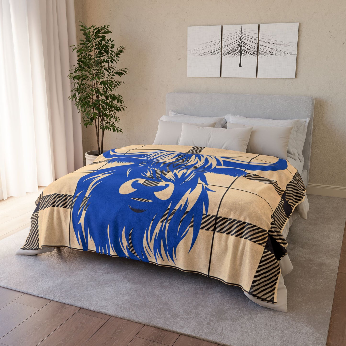 Highland Cow Blanket, Cozy Decorative Throw, Soft Fleece Blanket, Farmhouse Style Decor, Gift for Cow Lovers, Rustic Home Accessory