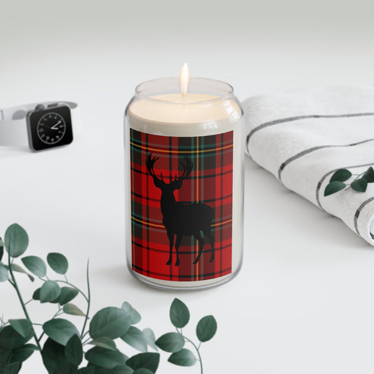 Plaid Deer Scented Soy Candle - Cozy Home Decor, 13.75oz