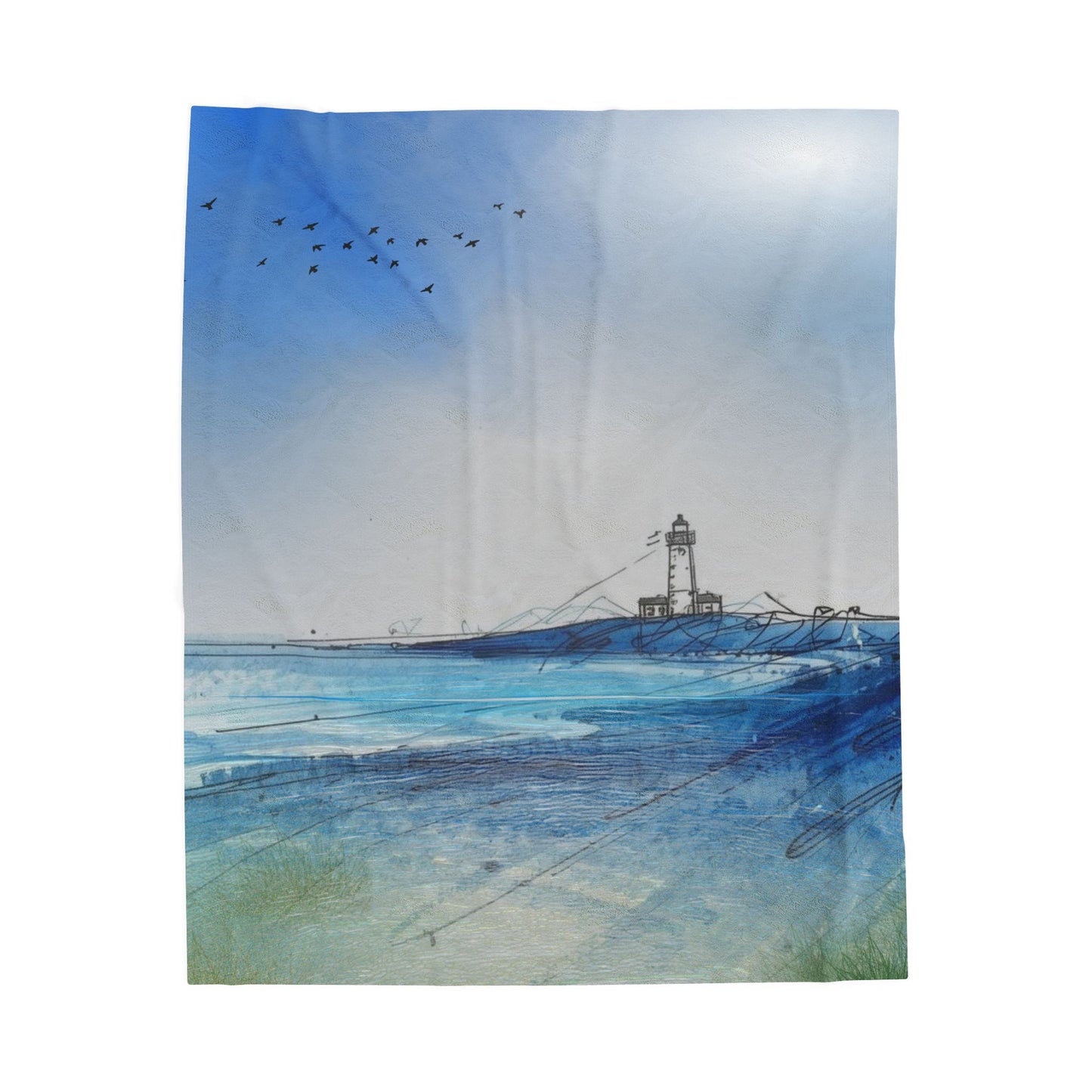 Cozy Ocean-Inspired Velveteen Plush Blanket | Soft Throw for Beach Lovers, Home Decor, Gift, Relaxation, Coastal Vibe