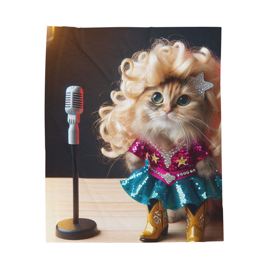 Funny Cat Diva Velveteen Plush Blanket, Cozy Cat Lover Gift, Fun Home Decor, Perfect for Pet Lovers, Unique Cat Themed Gift