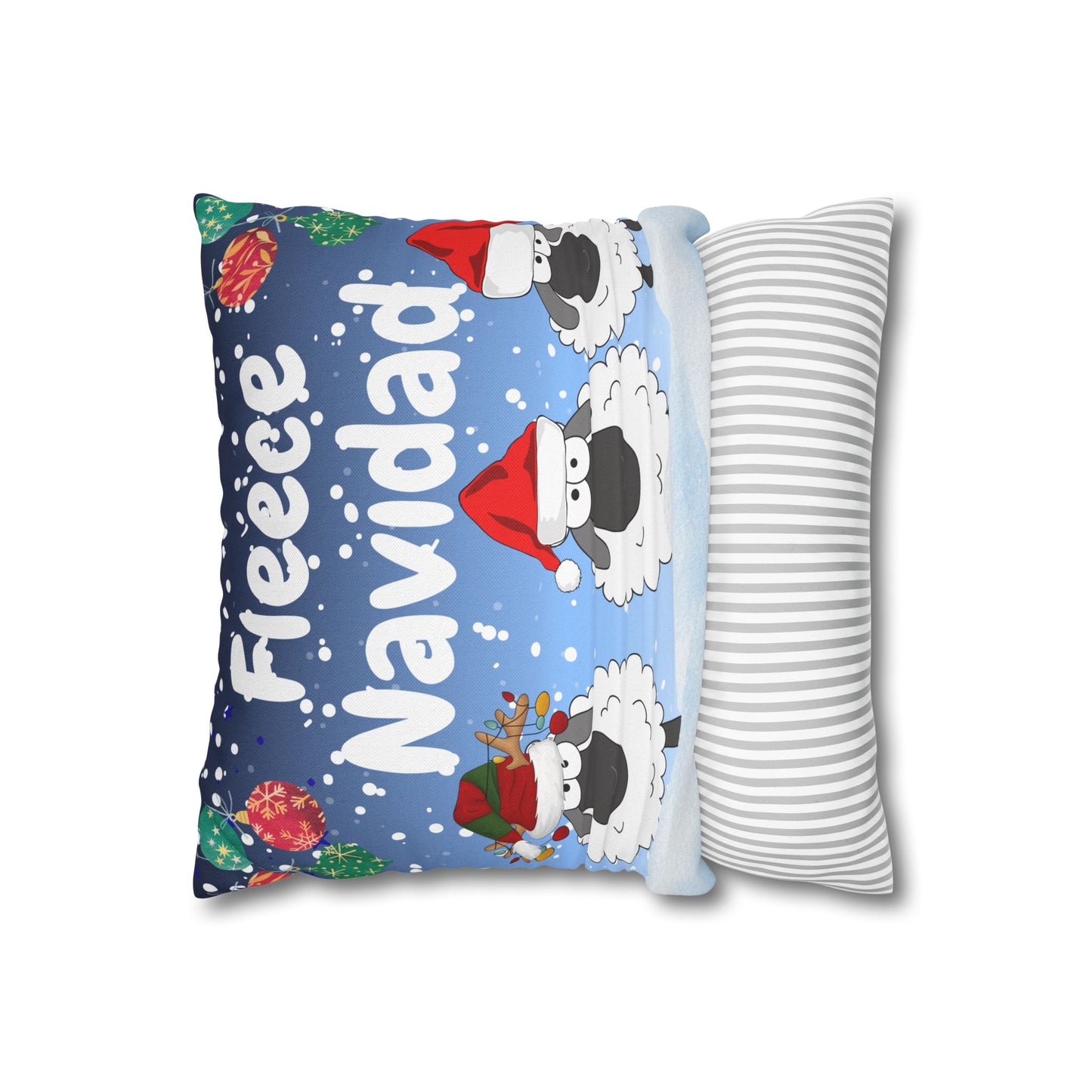 Christmas Sheep Pillowcase, Fleece Navidad Decor, Holiday Home Accents, Cozy Cotton Cushion Cover, Winter Gift Idea, Seasonal Home Decor