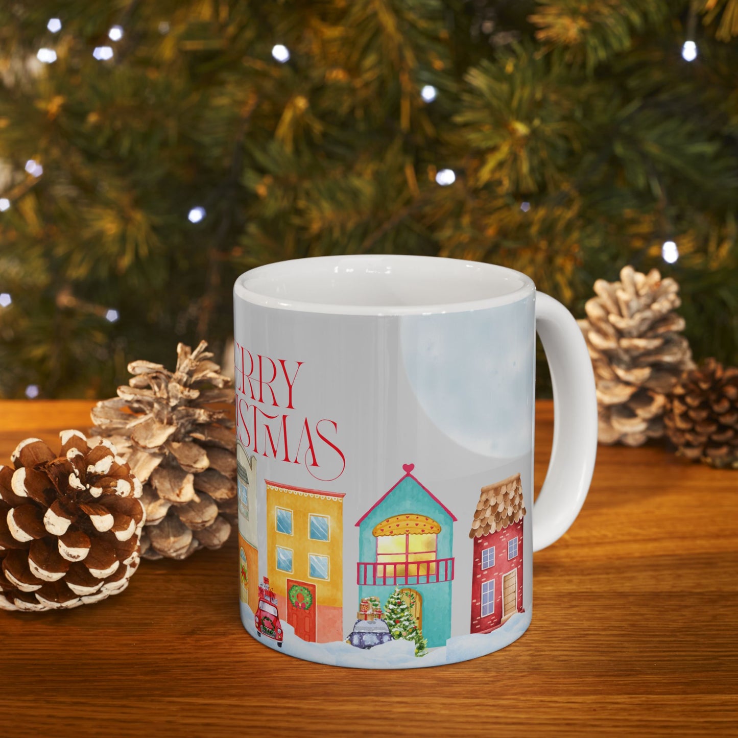 Christmas Ceramic Mug, Festive Holiday Drinkware, Merry Christmas Gift, Winter Décor, Cheerful Coffee Cup