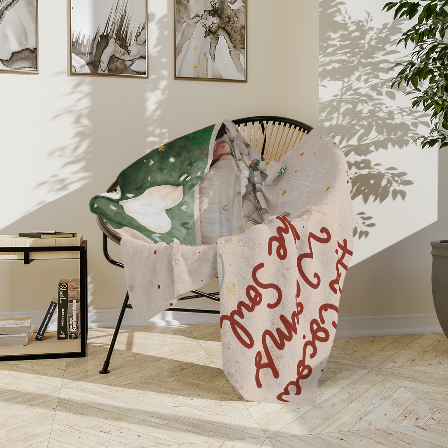 Cozy Hot Cocoa Velveteen Microfiber Blanket, Holiday Gift, Winter Decor, Snuggle Blanket, Home Comfort, Warmth and Joy