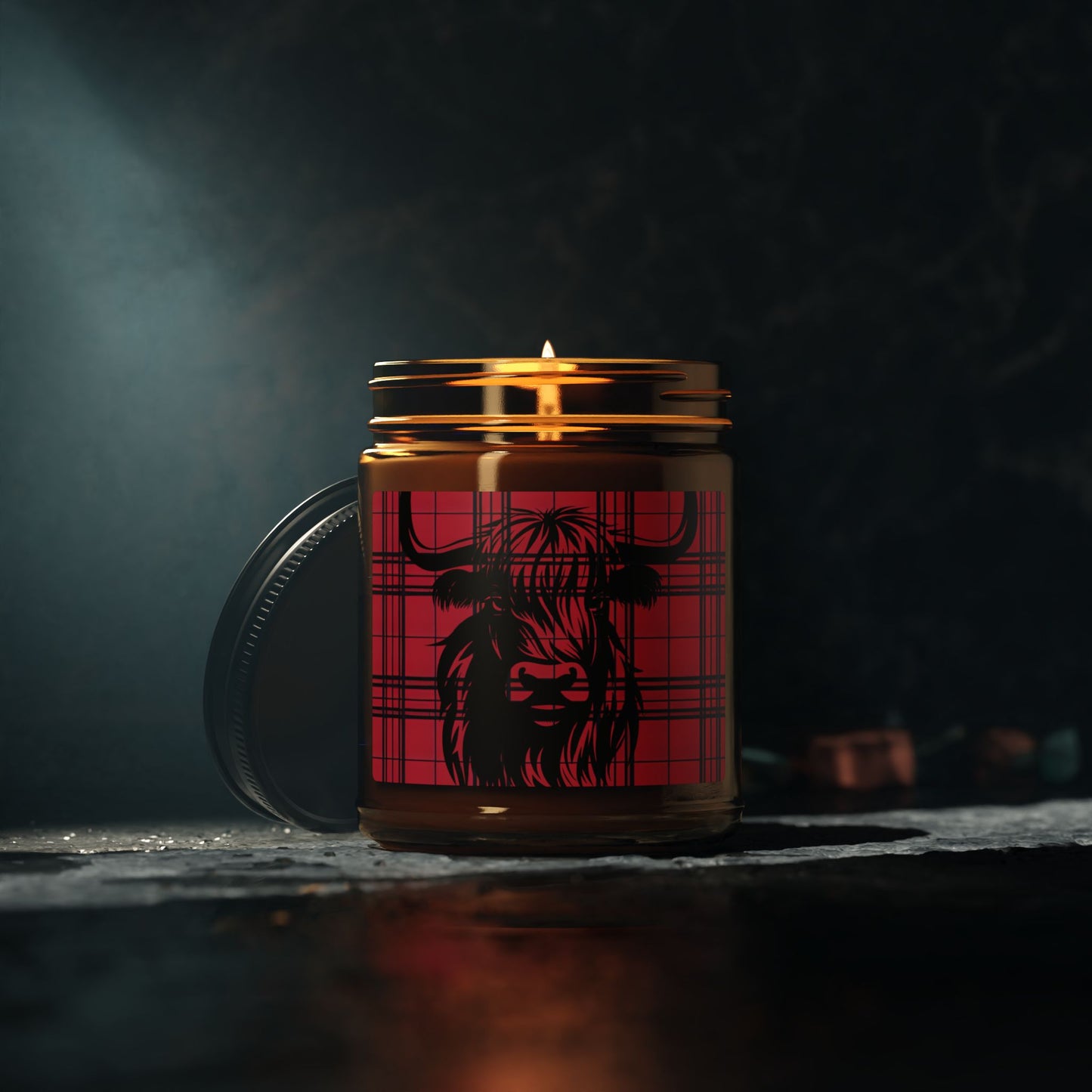 Rustic Highland Cow Candle - Cozy Amber Jar, Scented Soy Candle, Farmhouse Decor, Gift for Her, Home Fragrance