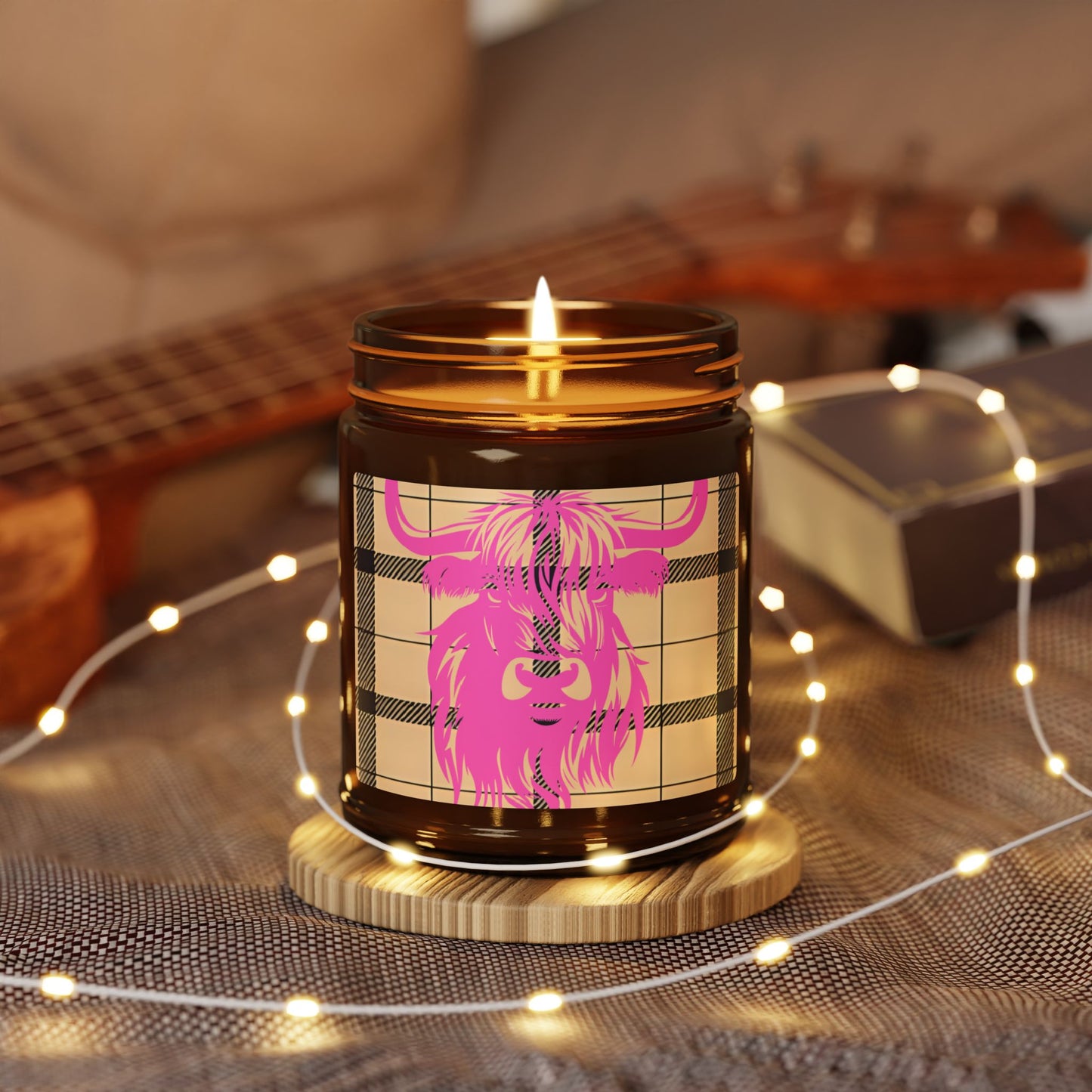 Pink Highland Cow Scented Soy Candle | Cozy Home Decor | Gift for Him/Her | Relaxation, Self-Care, Birthday, Holiday