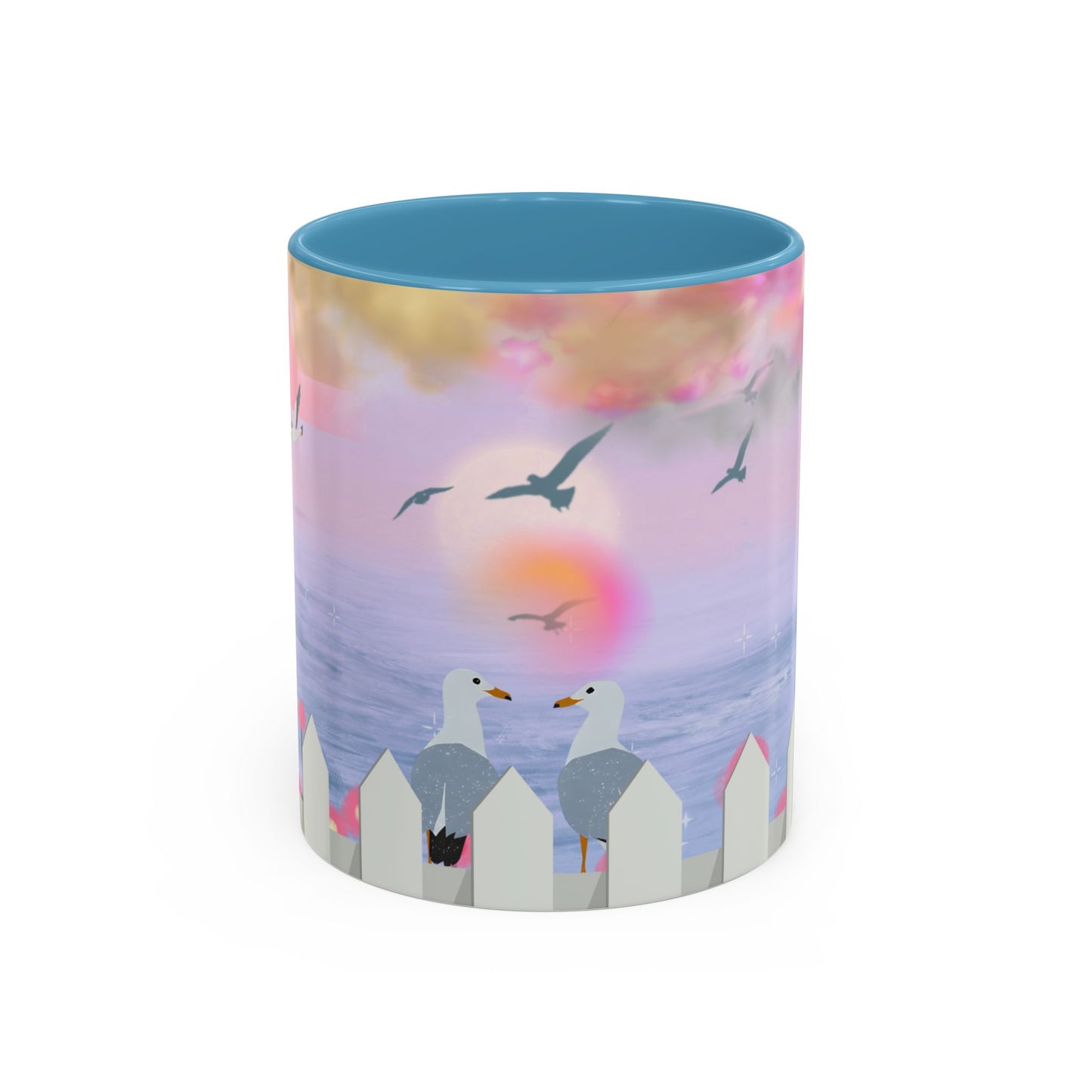 Coastal Accent Coffee Mug - Beach Vibes, Ocean Lovers, Nautical Gift, Seagull Design, Serene Decor