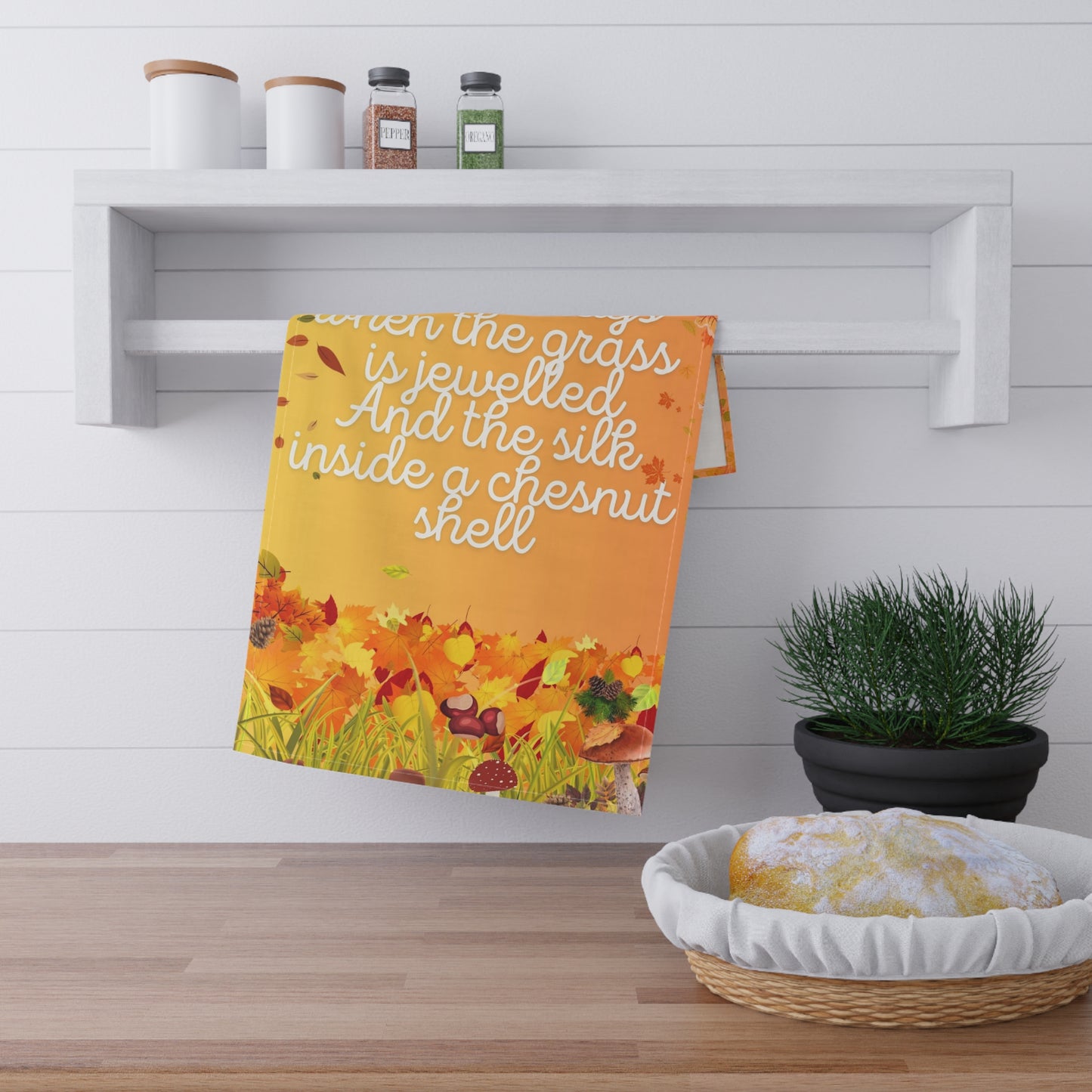 Autumn-Themed Cotton Tea Towels – Cozy Fall Home Decor