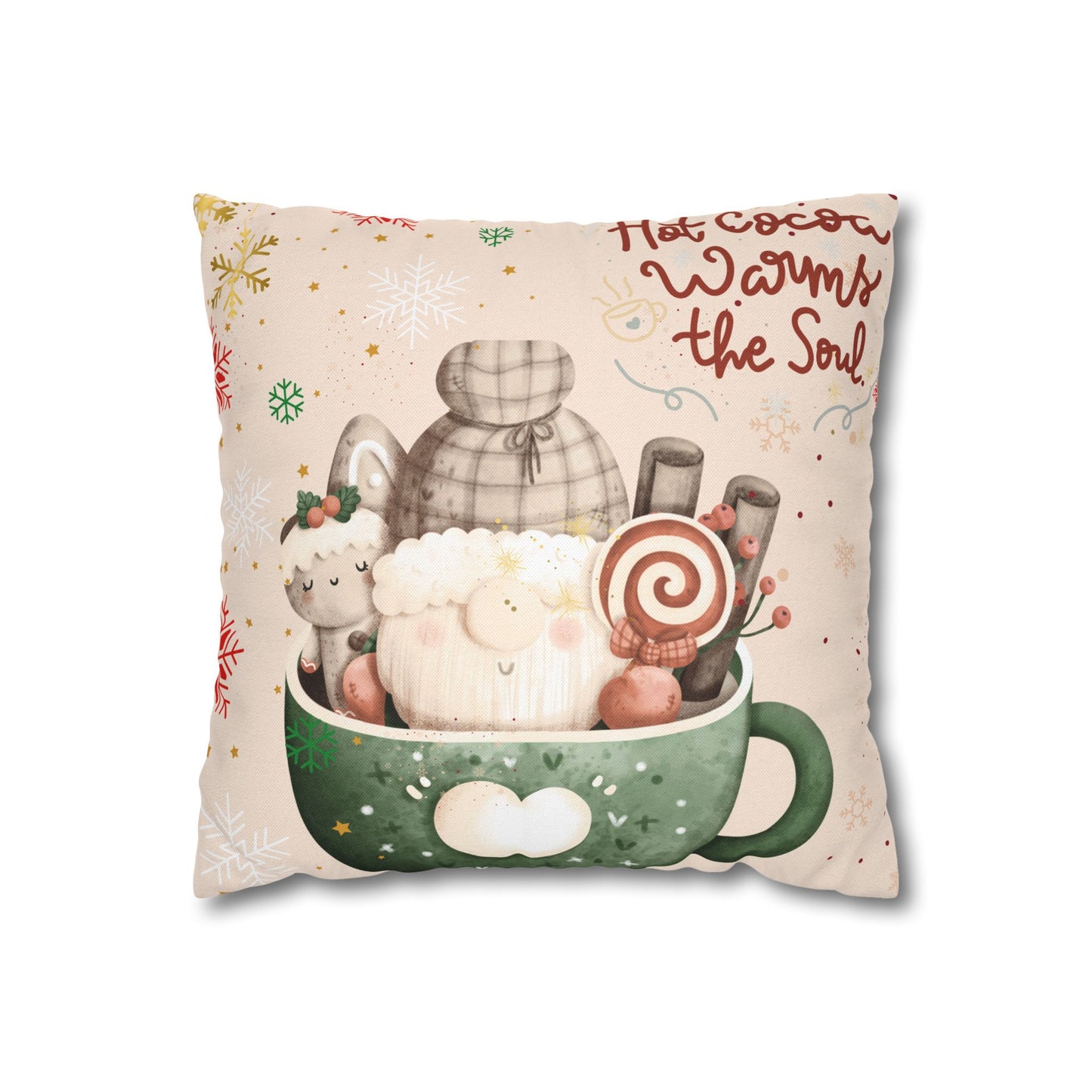 Cozy Hot Cocoa Pillow - Winter Decor, Holiday Gift, Home Accent, Couch Cushion, Christmas Decoration