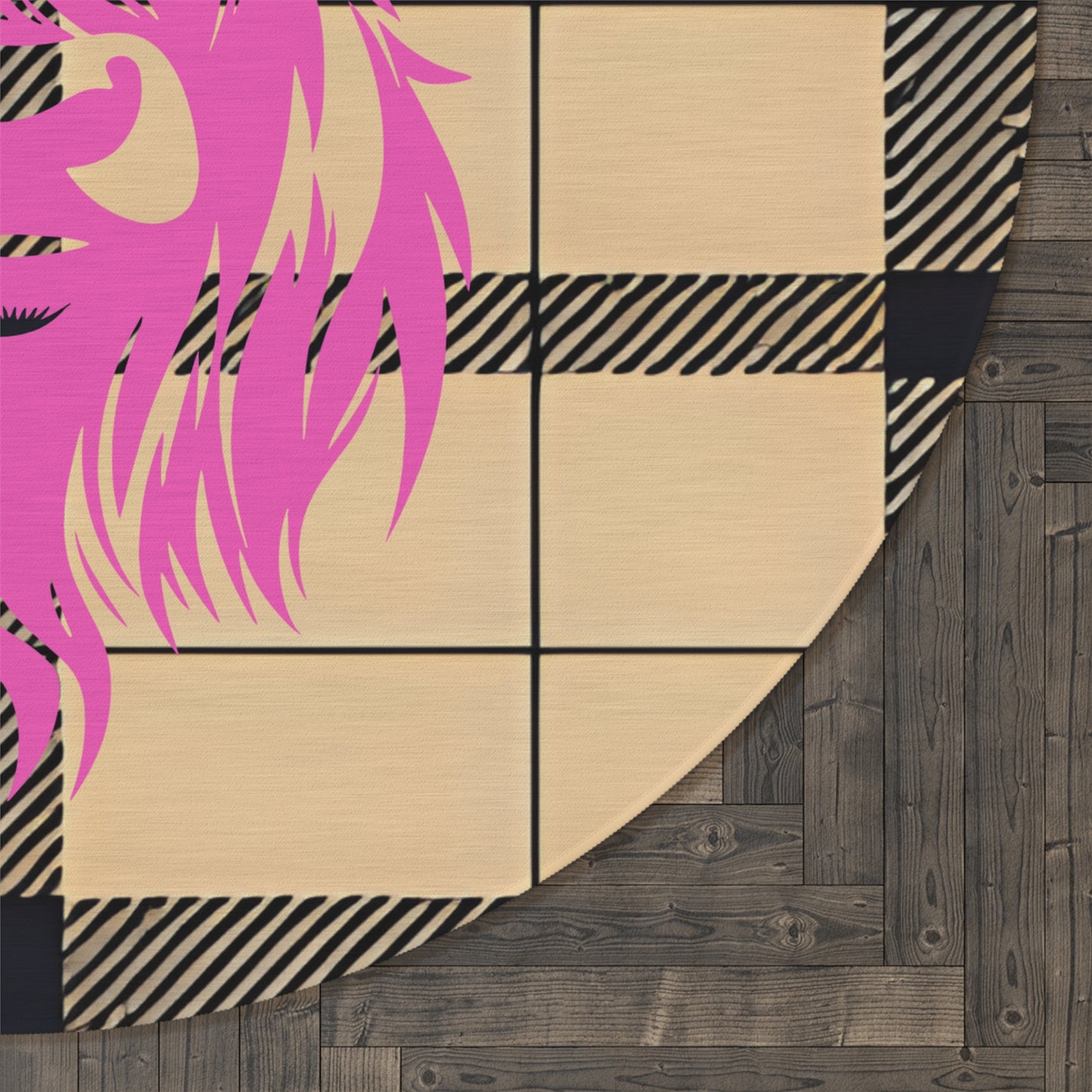 Pink Highland Cow Round Rug | Cozy Farmhouse Decor, Boho Style, Living Room Accent, Unique Gift, Home Accessories