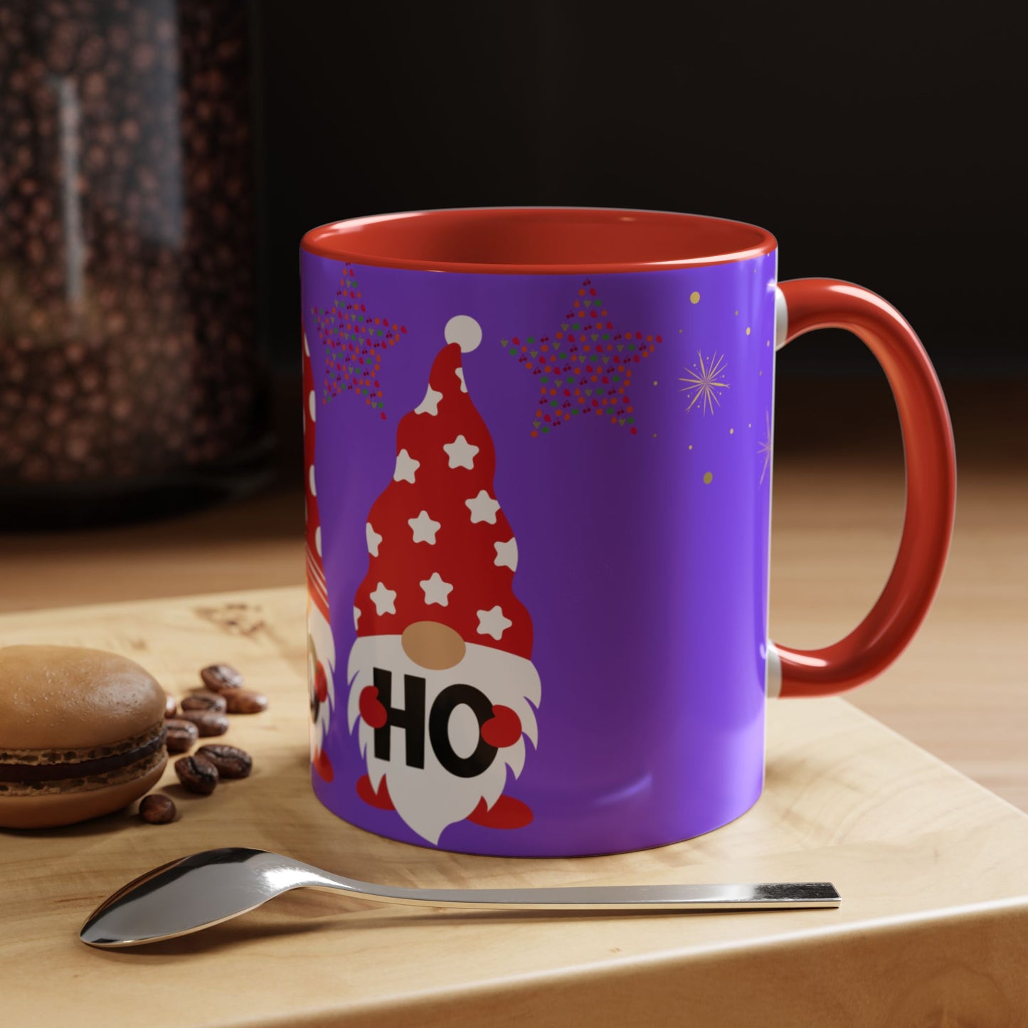 Gnome Holiday Coffee Mug, Festive Mug, Christmas Gift Mug, Cute Gnome Cup, Ho Ho Ho Coffee Mug