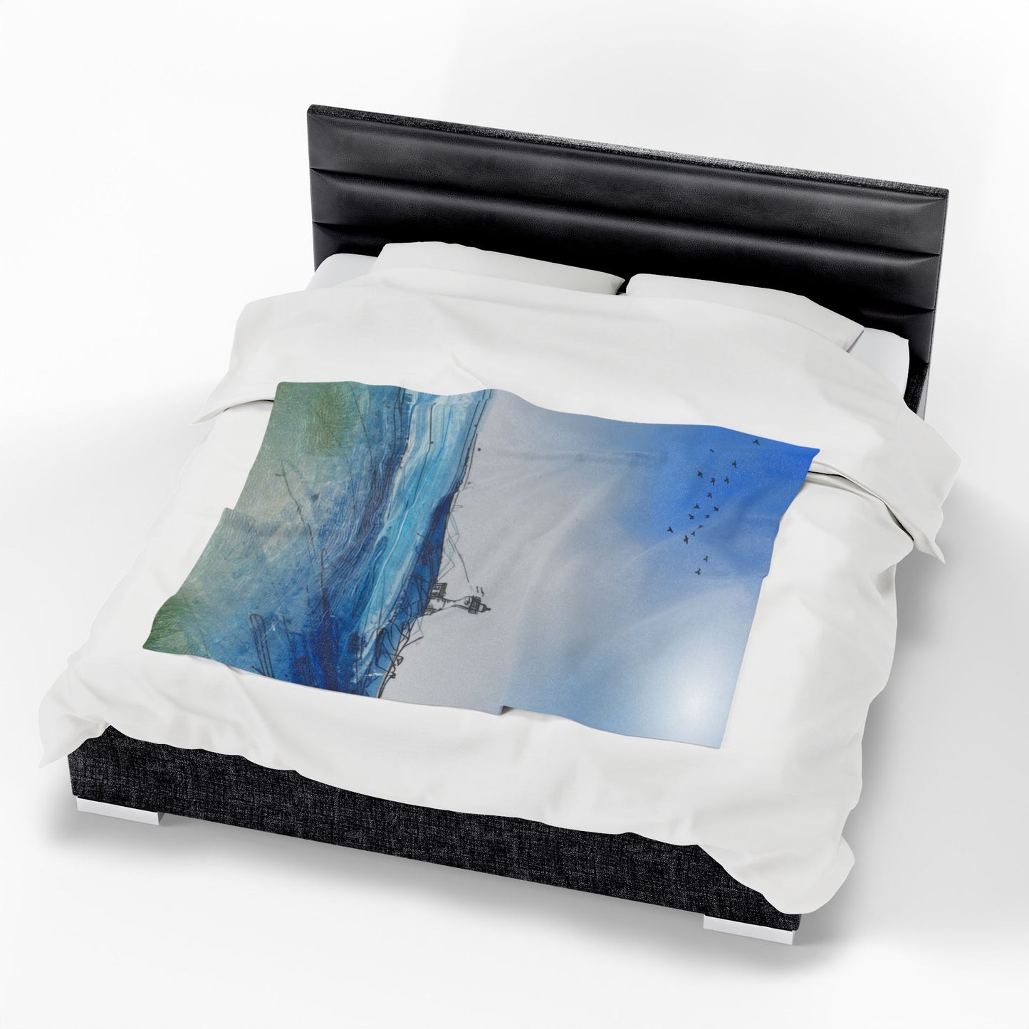 Cozy Ocean-Inspired Velveteen Plush Blanket | Soft Throw for Beach Lovers, Home Decor, Gift, Relaxation, Coastal Vibe