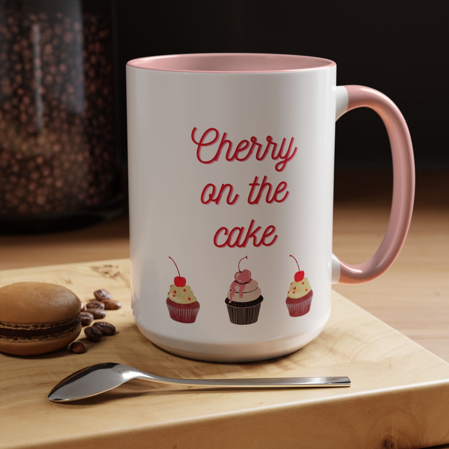Cute Cupcake Themed Coffee Mug, Sweet Gift for Birthdays, Party Favor, Baking Lover, Kitchen Decor, Cherry on the Cake
