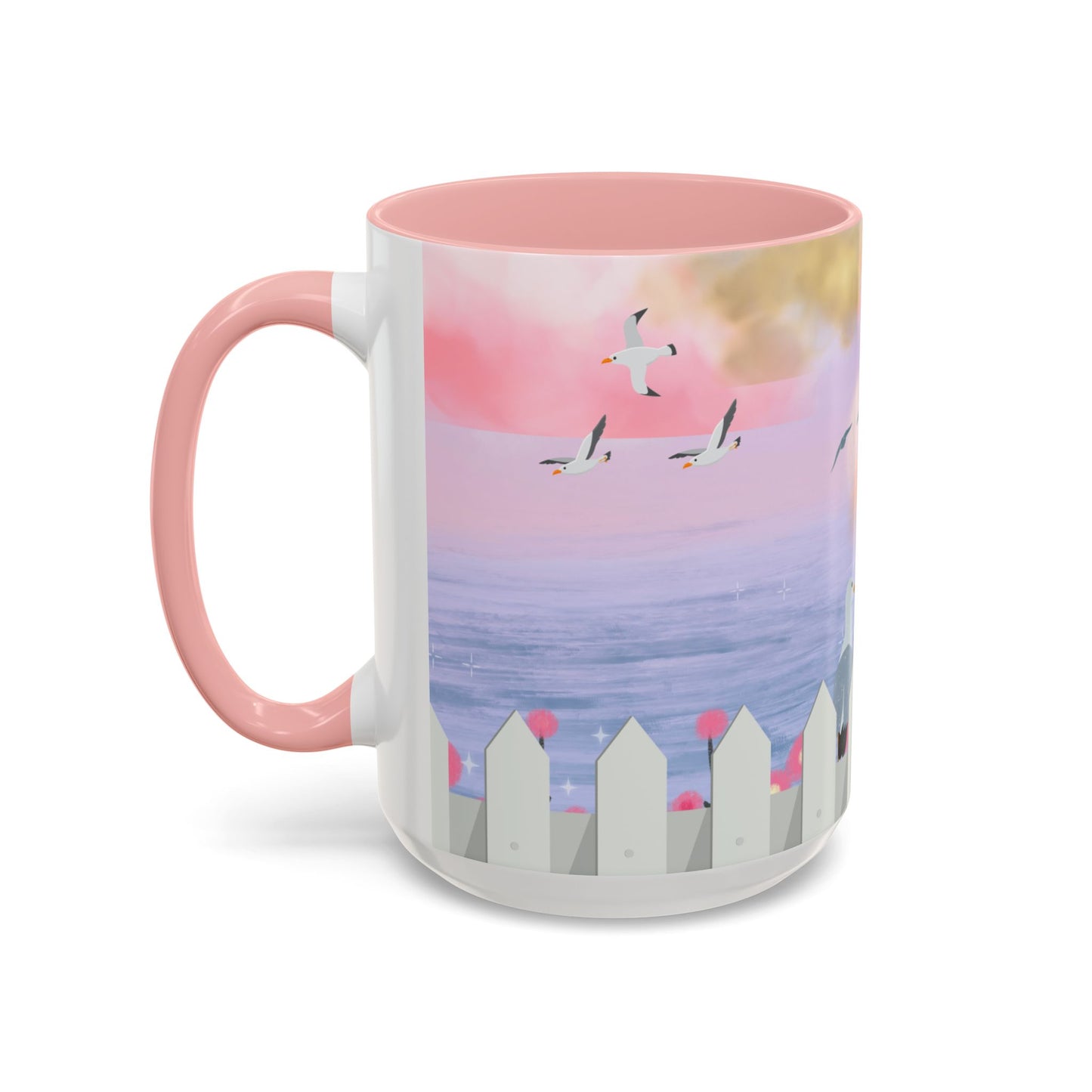 Coastal Accent Coffee Mug - Beach Vibes, Ocean Lovers, Nautical Gift, Seagull Design, Serene Decor