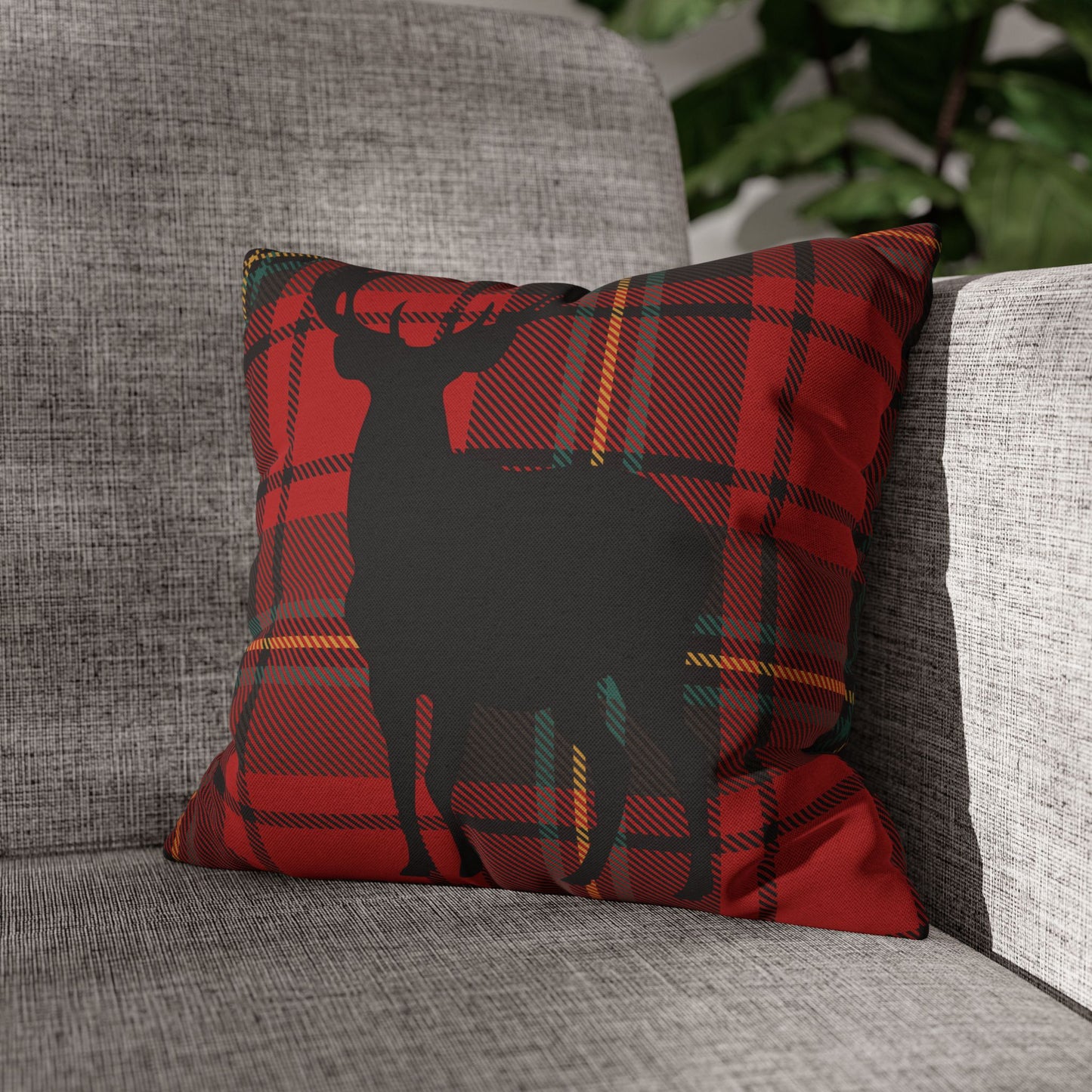 Rustic Deer Plaid Pillowcase