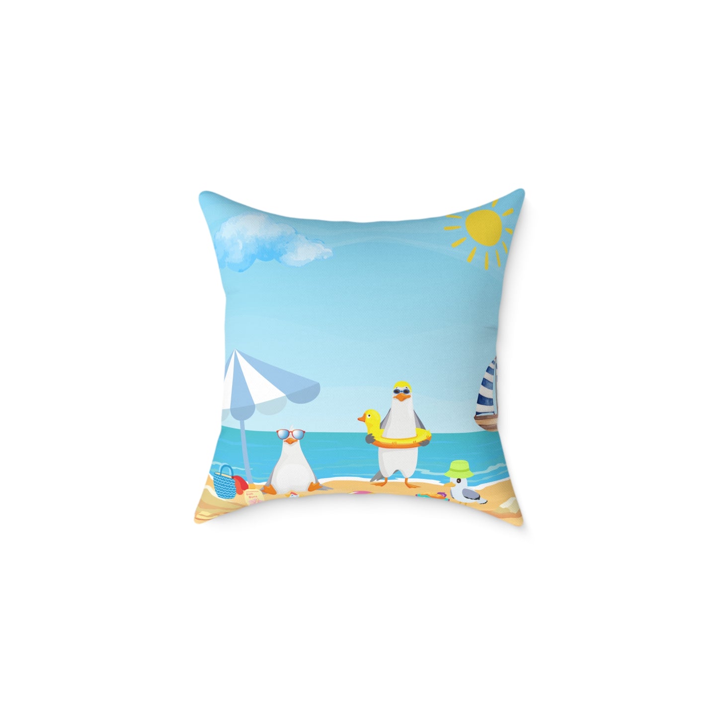 Beach Vibes Square Poly Canvas Pillow | Coastal Decor, Summer Home Accents, Nautical Gift, Fun Throw Pillow, Indoor/Outdoor Cushion