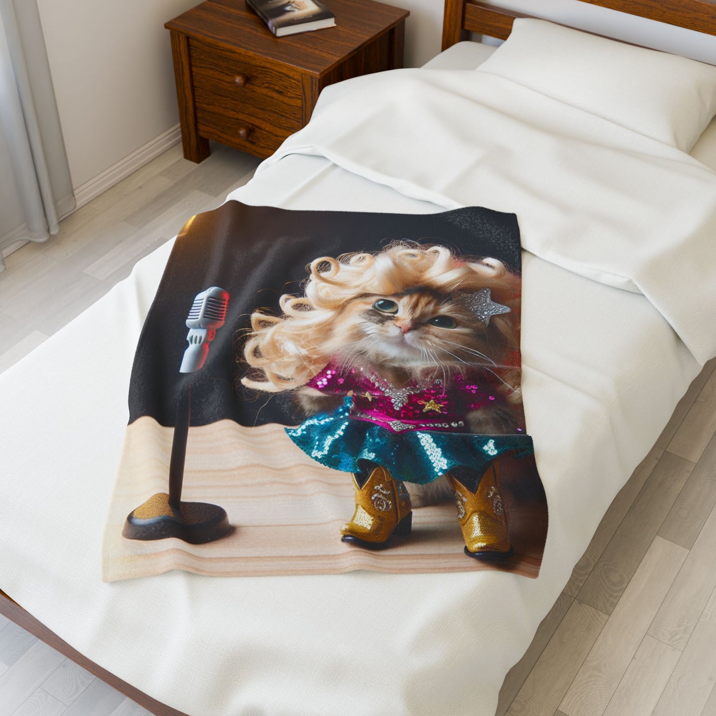 Funny Cat Diva Velveteen Plush Blanket, Cozy Cat Lover Gift, Fun Home Decor, Perfect for Pet Lovers, Unique Cat Themed Gift