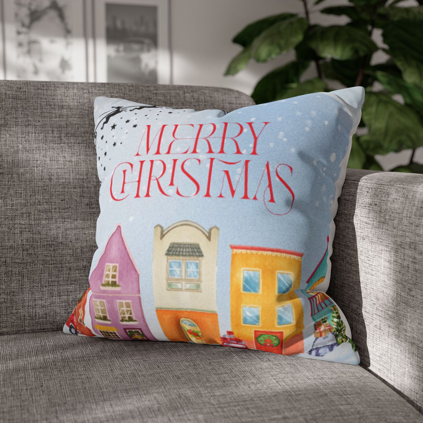 Christmas Decorative Pillowcase with Merry Christmas Design, Holiday Home Decor, Seasonal Cushion Cover, Gift for Her, Festive Accent